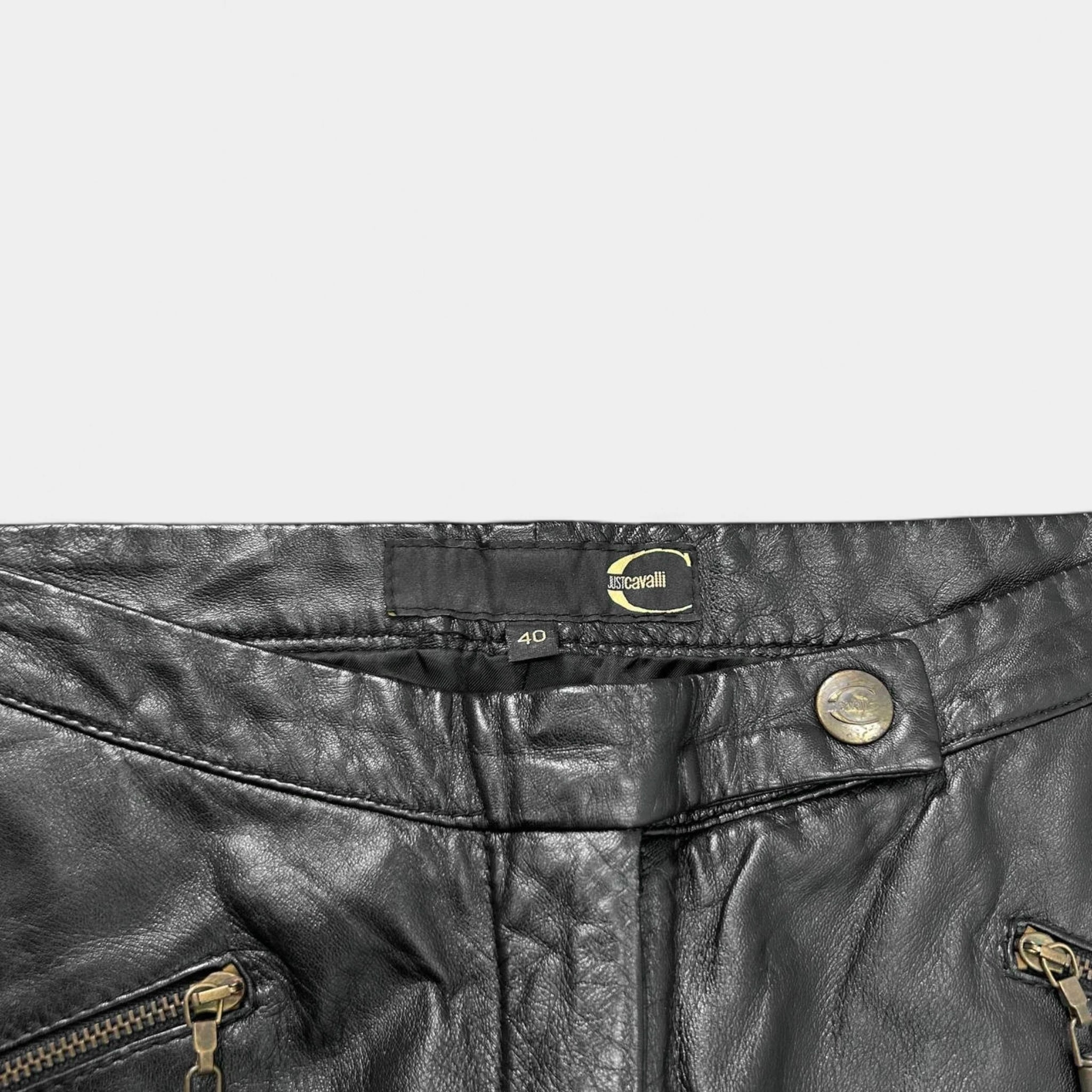Just Cavalli 2000s Sashiko Leather Flared Pants