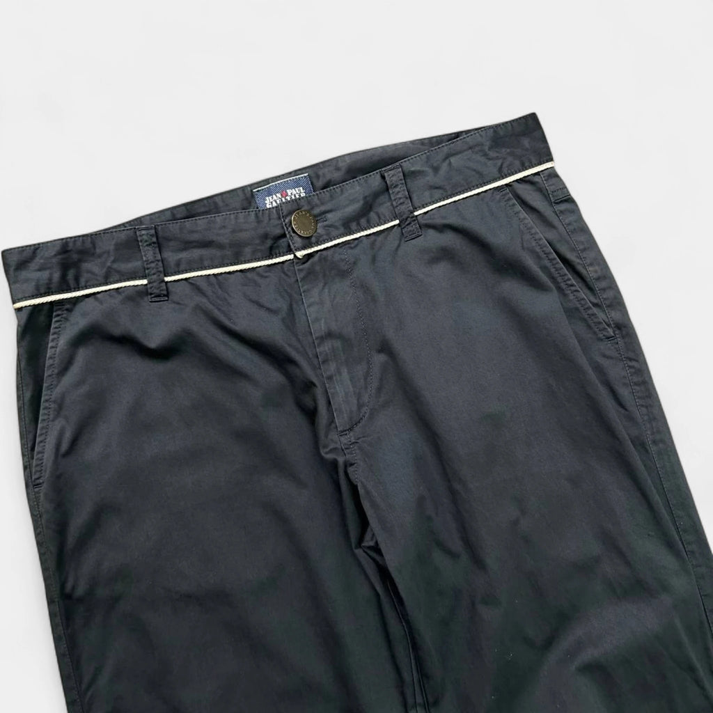 Jean-Paul Gaultier 1990s Cord Detail Petrol Blue Cotton Pants