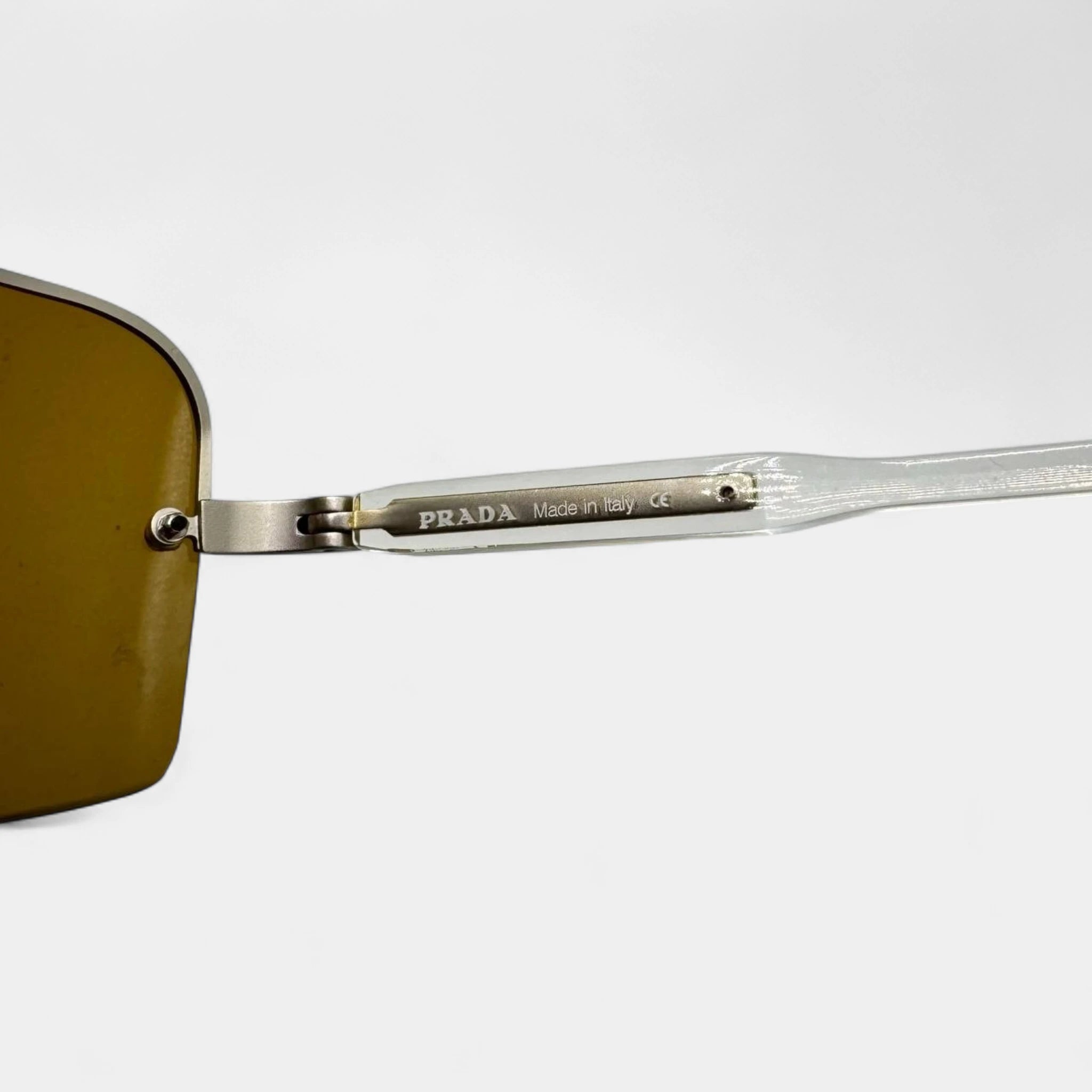 Prada 2000s Orange Lens Semi-Rimless Rectangular Sunglasses