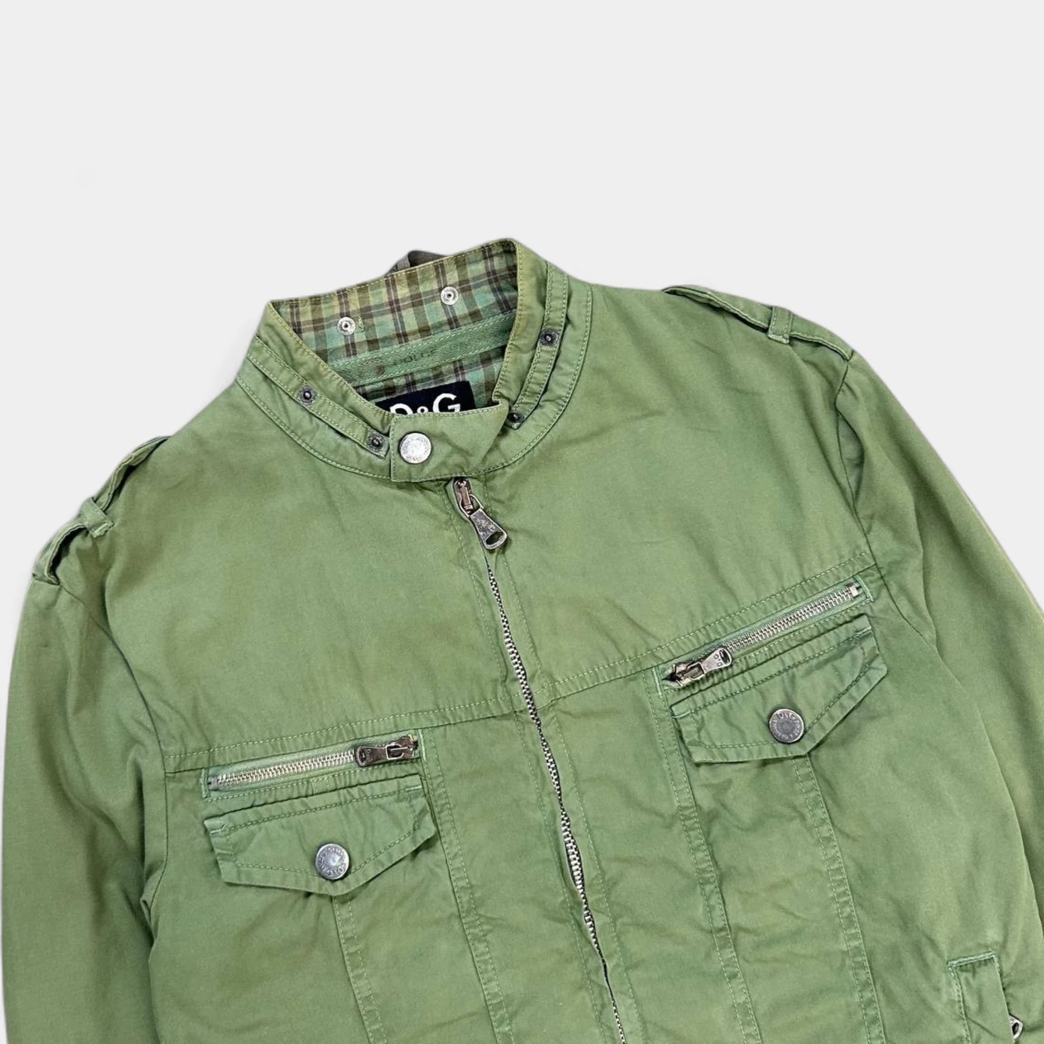 Dolce & Gabbana 2000's Cargo Green Bomber Jacket
