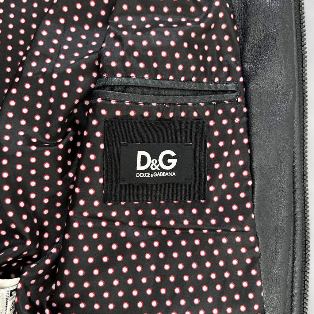 Dolce & Gabbana Nylon Leather Black Jacket