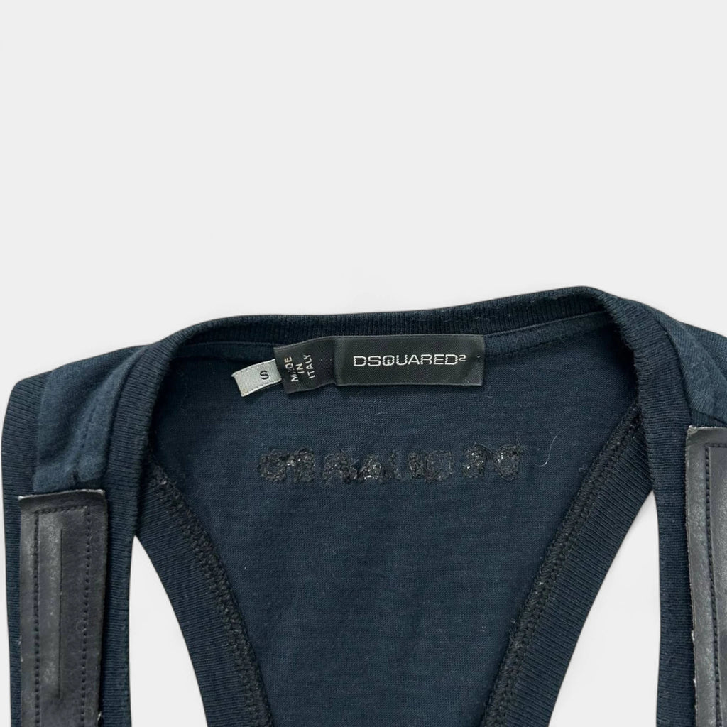 Dsquared2 Black Leather Tanktop