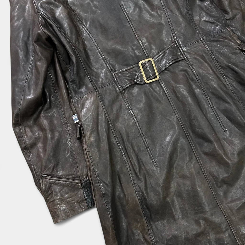 Jean Paul Gaultier 90's Vintage Brown Leather Trench Coat
