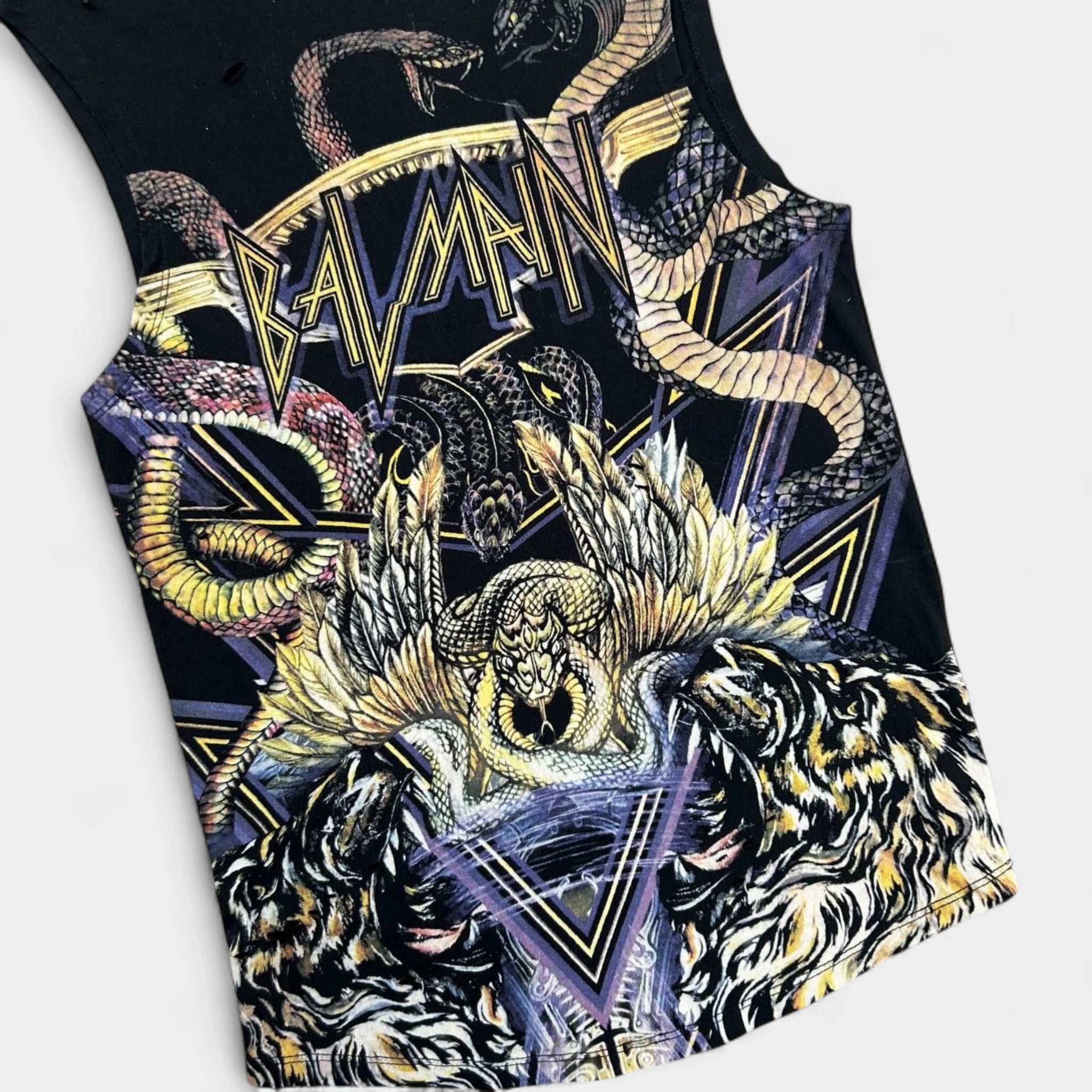 Balmain Distressed Snake Graphic Tank Top