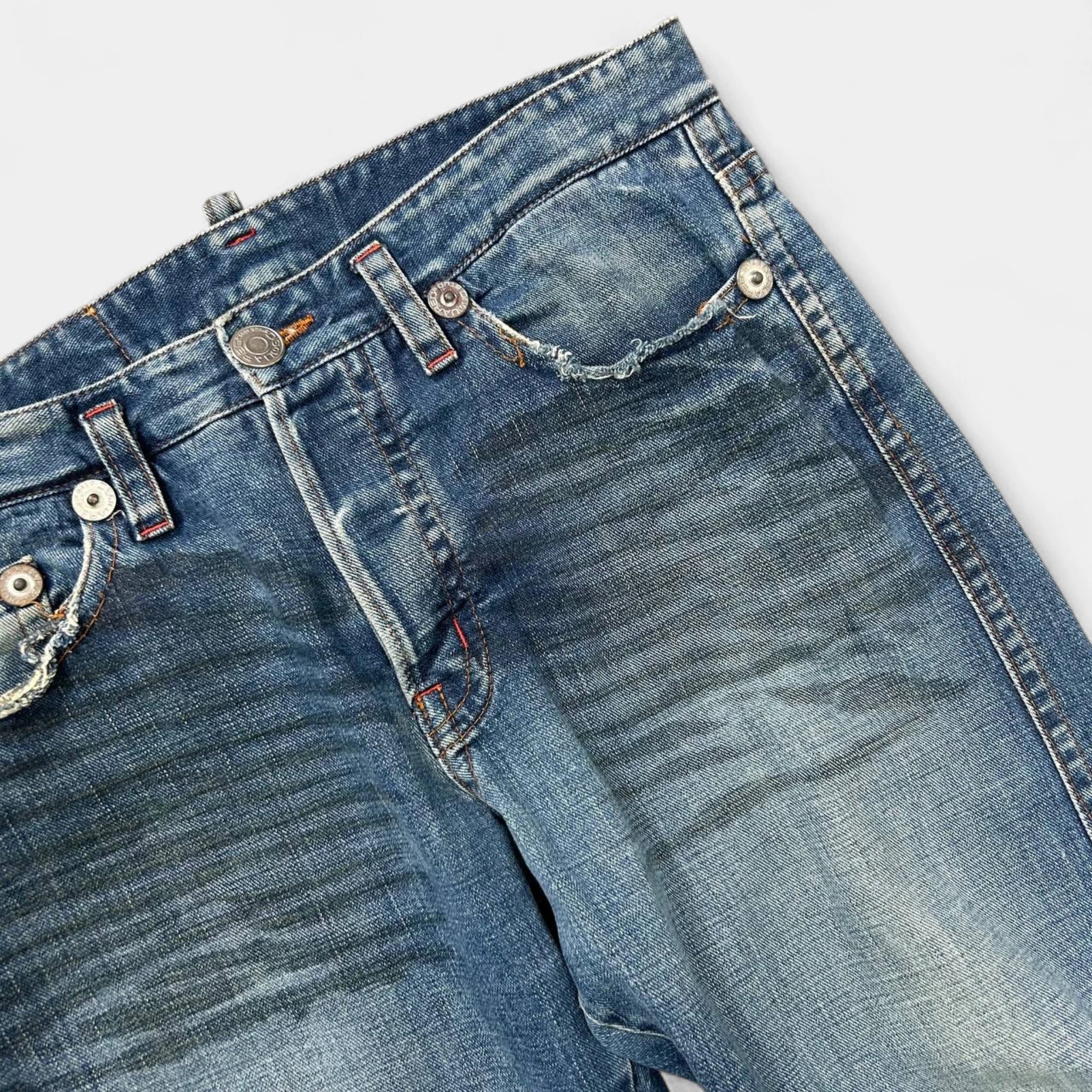 Dsquared 2000s Distressed Black Painted Wide Jeans