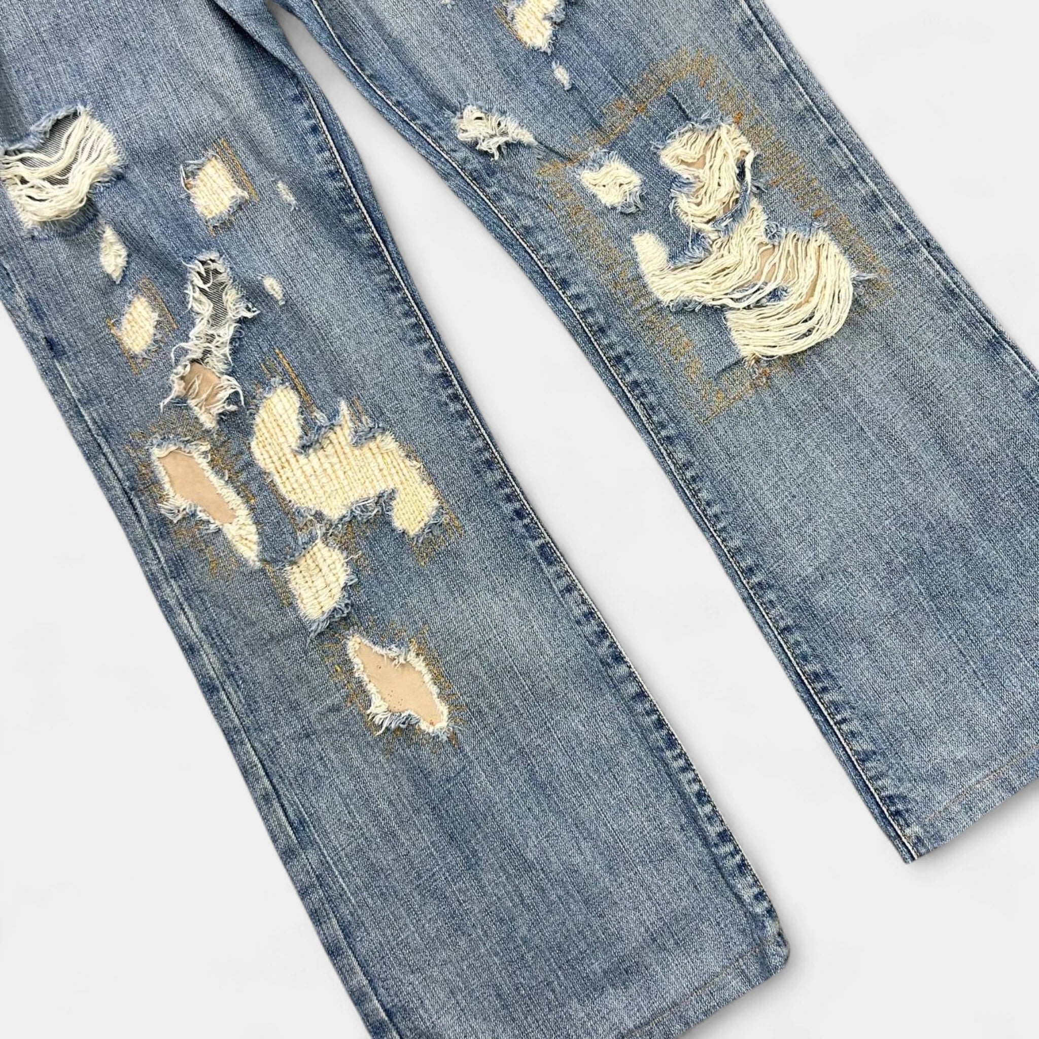 Just Cavalli 2000s Distressed Flared Denim Jeans