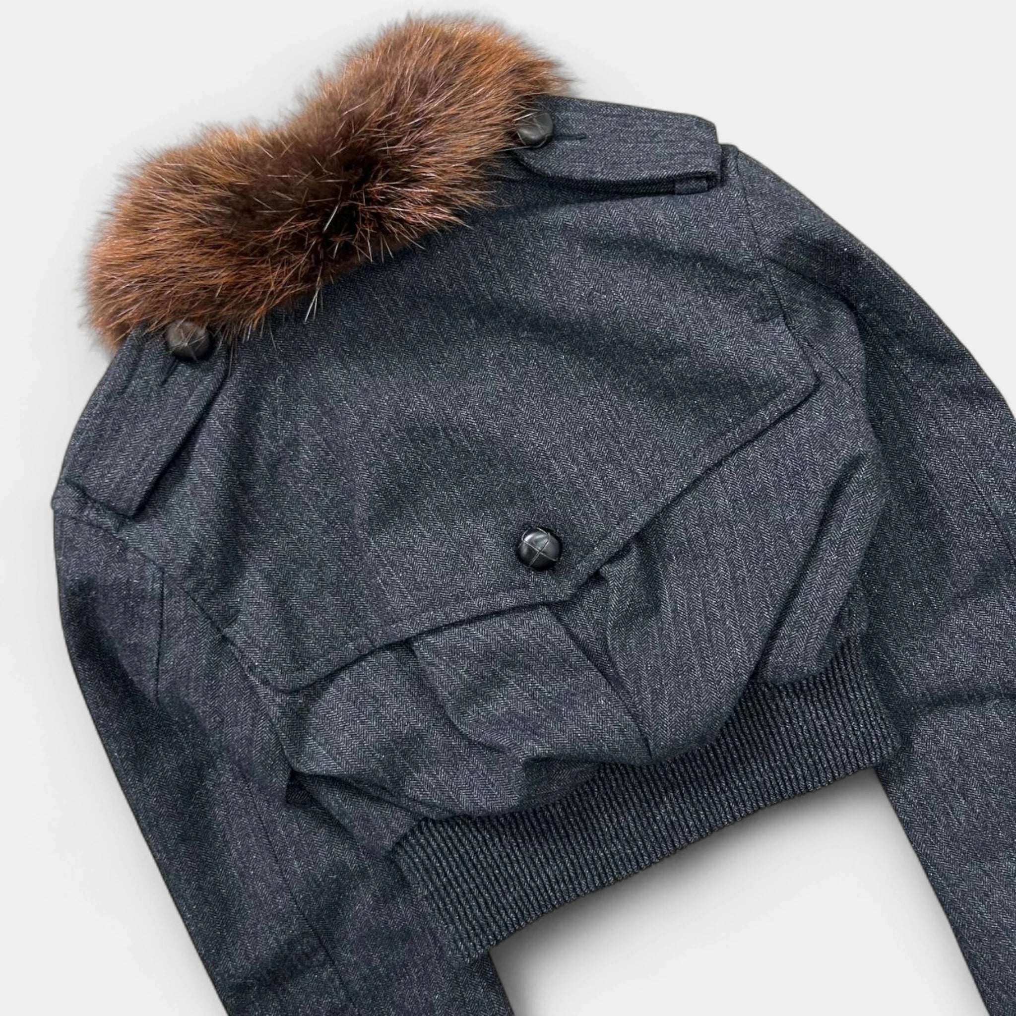 Dsquared2 Cropped Cargo Fur Collar Jacket