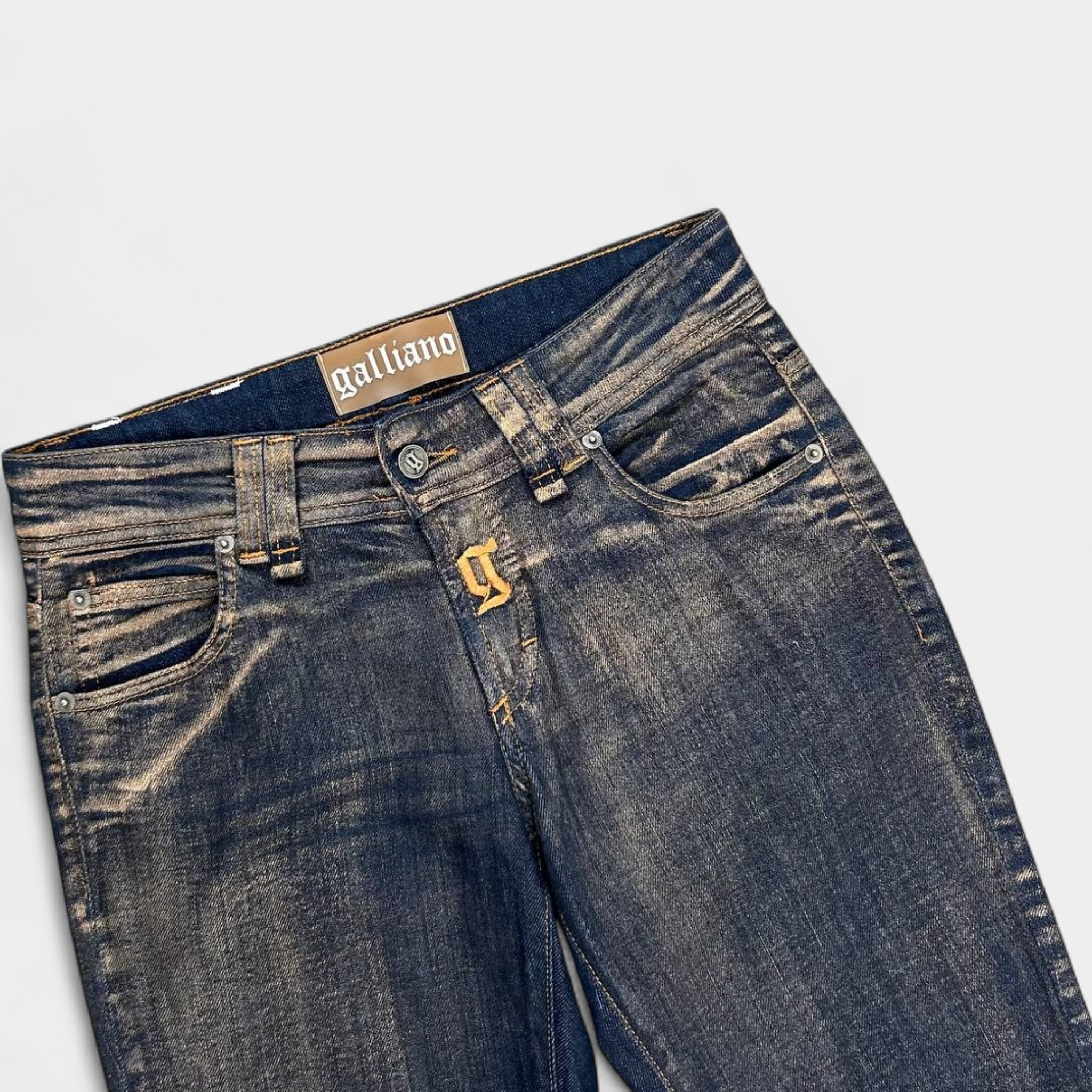 Galliano Gold Metallic Dark Blue Jeans