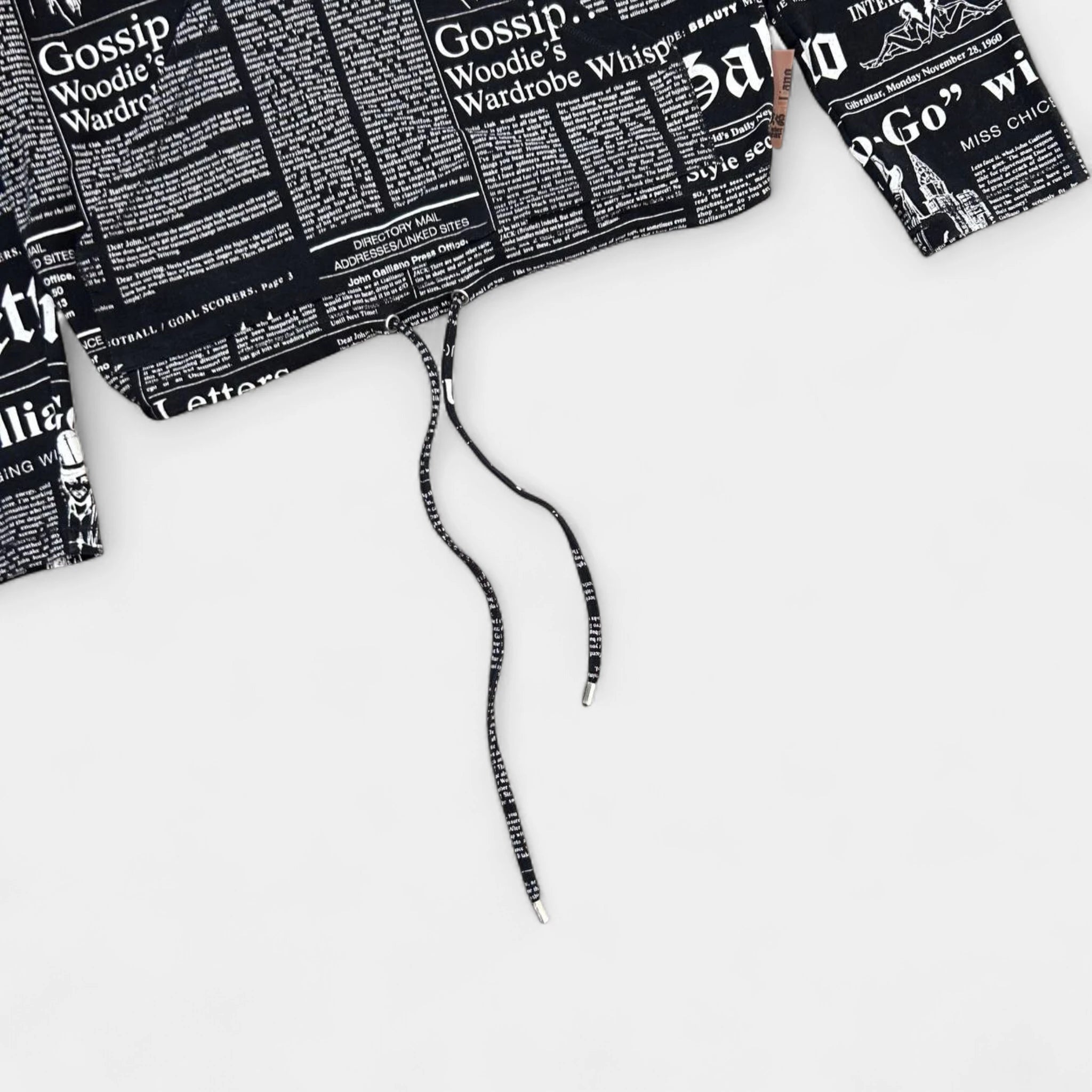 Galliano 2000's Newspaper Black Hoodie