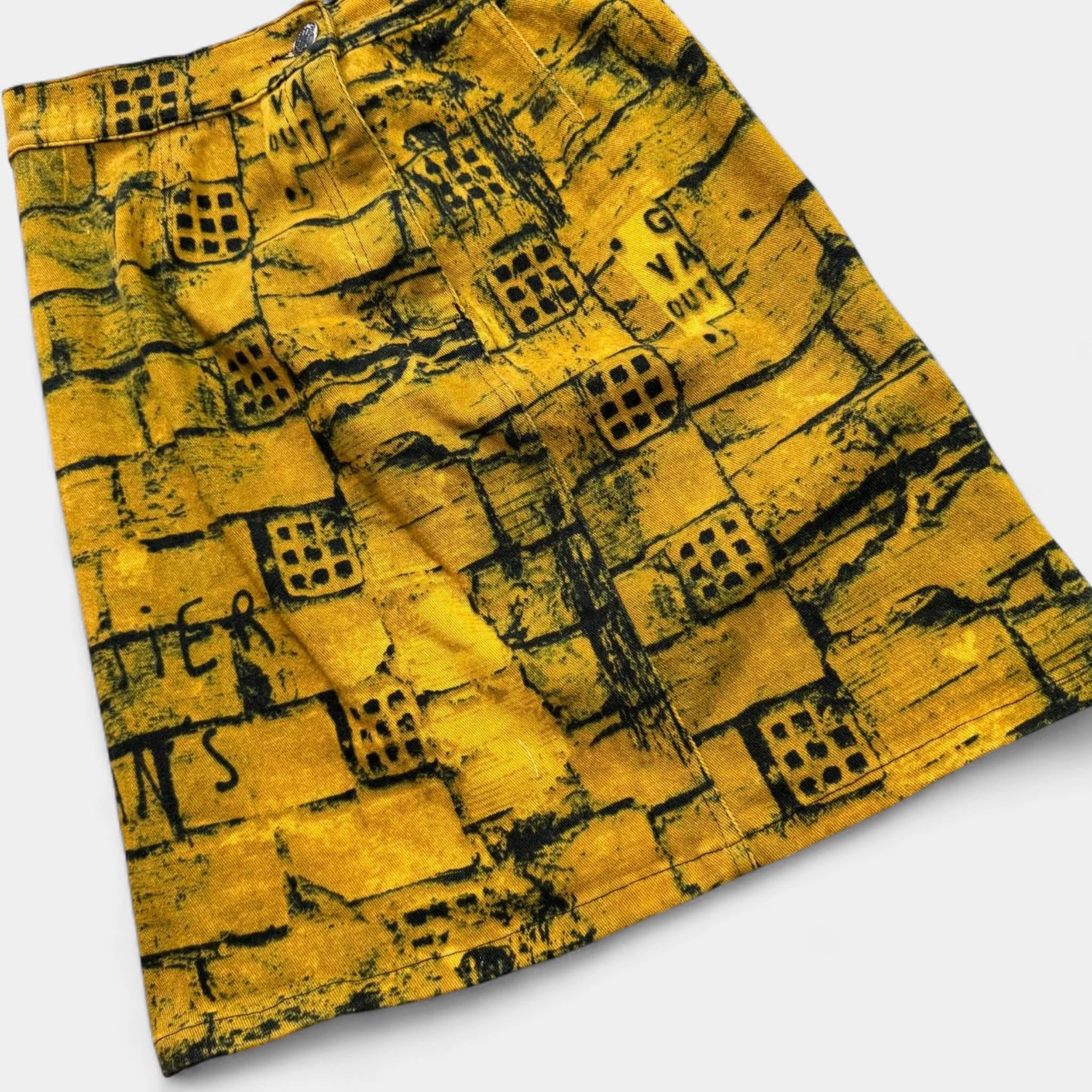 Jean Paul Gaultier 90's Brick Wall Denim Skirt