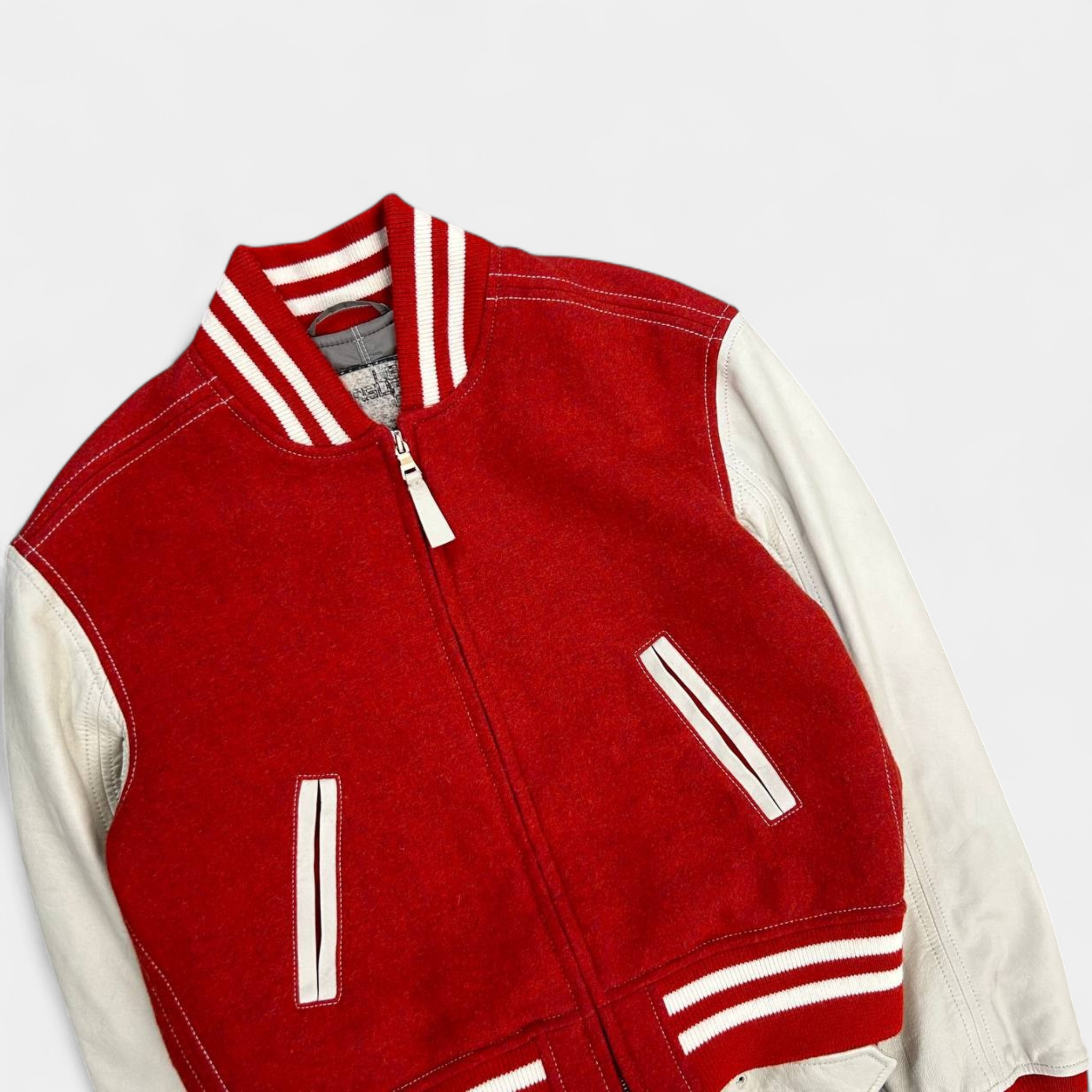 Marithé + François Girbaud Varsity Orange Leather Jacket