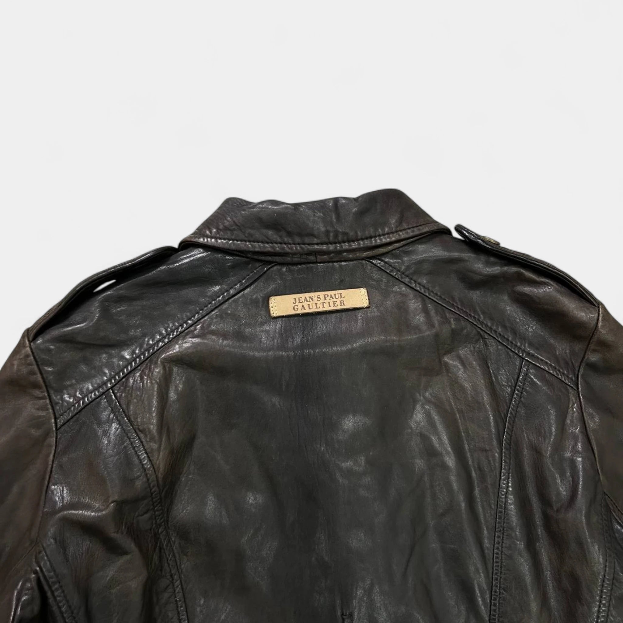 Jean Paul Gaultier 90's Vintage Brown Leather Trench Coat