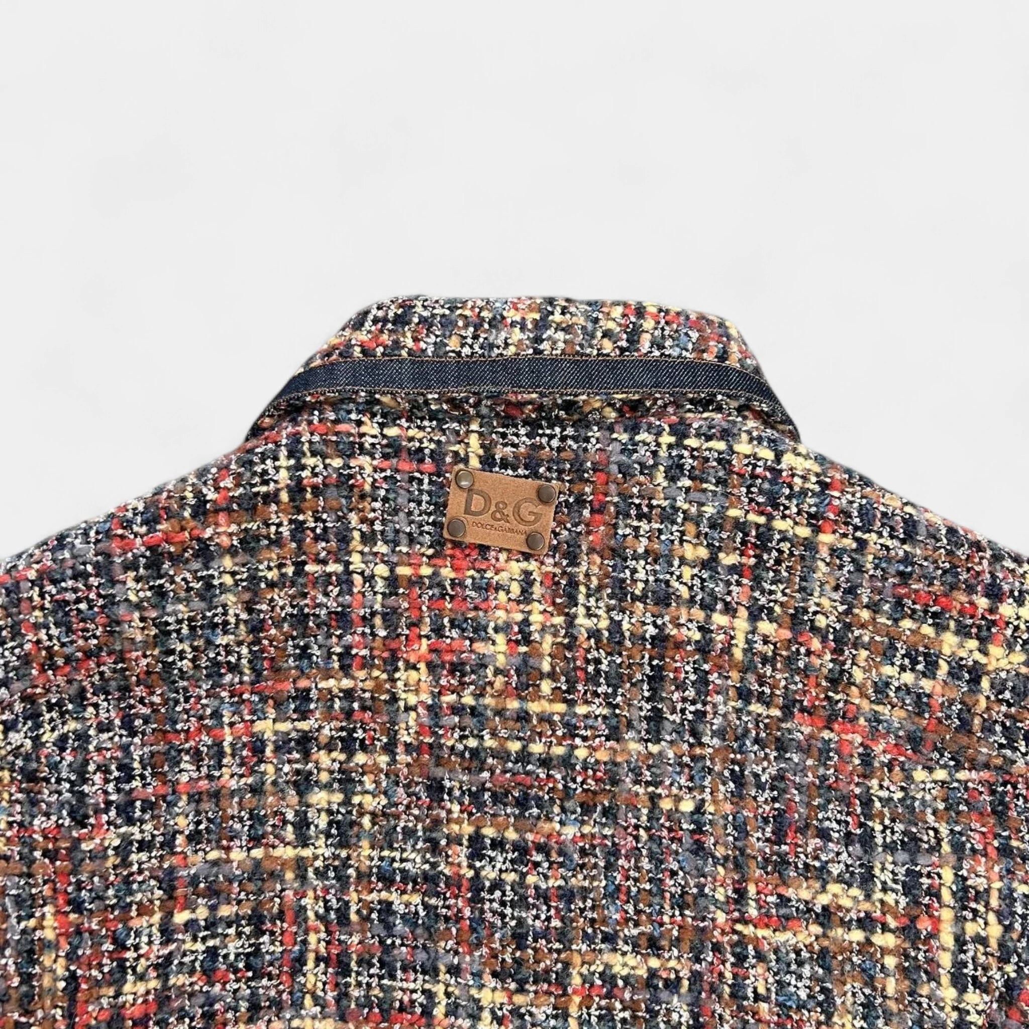 Dolce & Gabbana 2000's Tweed Dark Denim Contrast Jacket