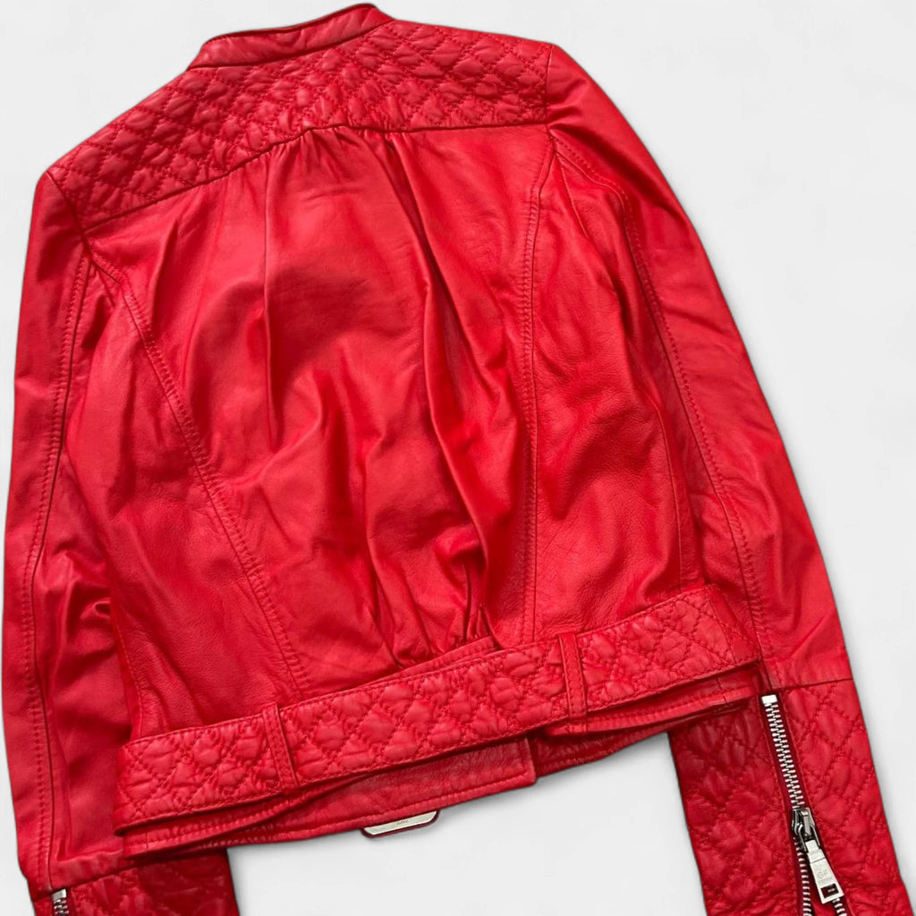 Gianfranco Ferré 1990s Quilted Red Leather Biker Jacket