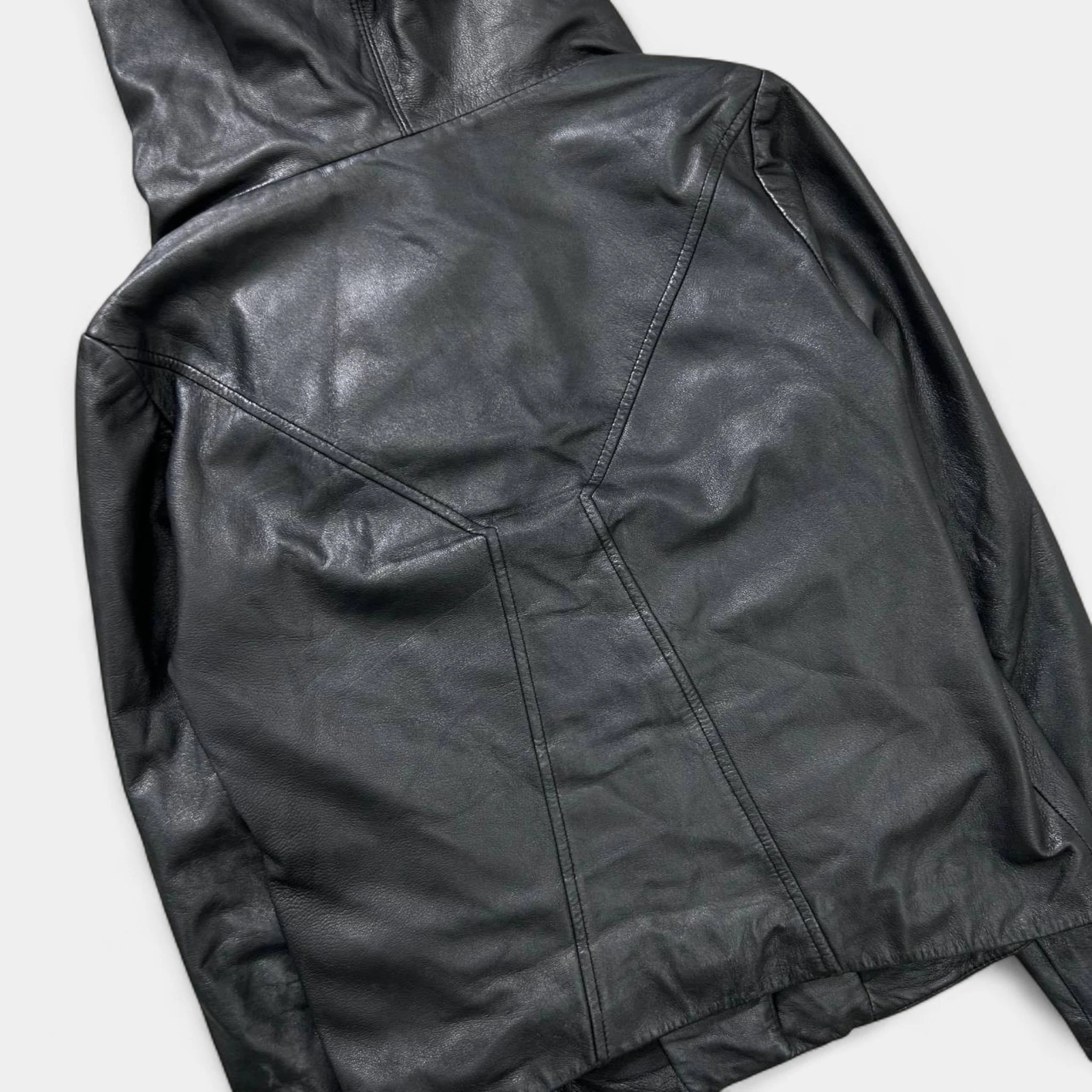 Helmut Lang Avant-Garde Lambskin Leather Hooded Jacket
