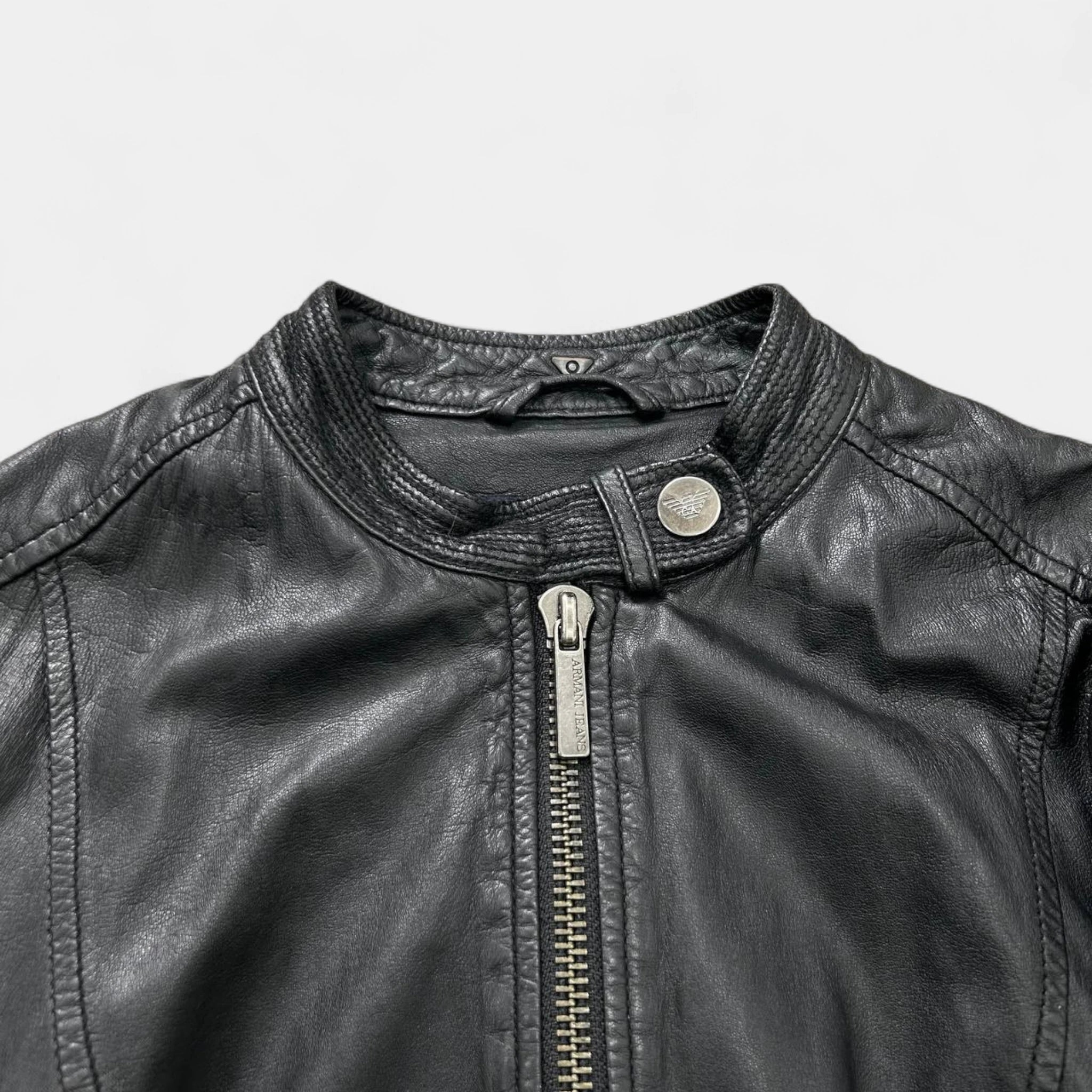Armani Jeans Avant-Garde Black Leather Jacket