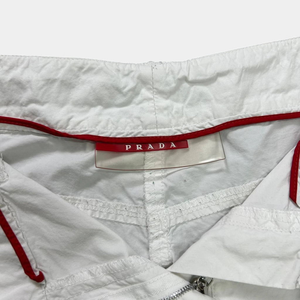 Prada 2000s Wide Leg White Cotton Pants
