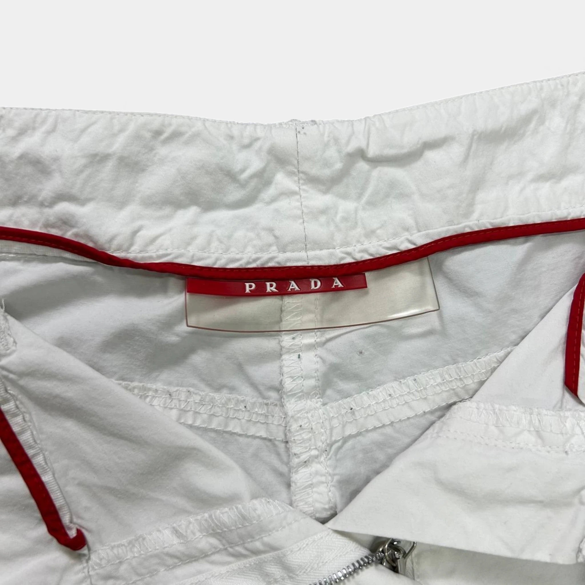 Prada 2000s Wide Leg White Cotton Pants
