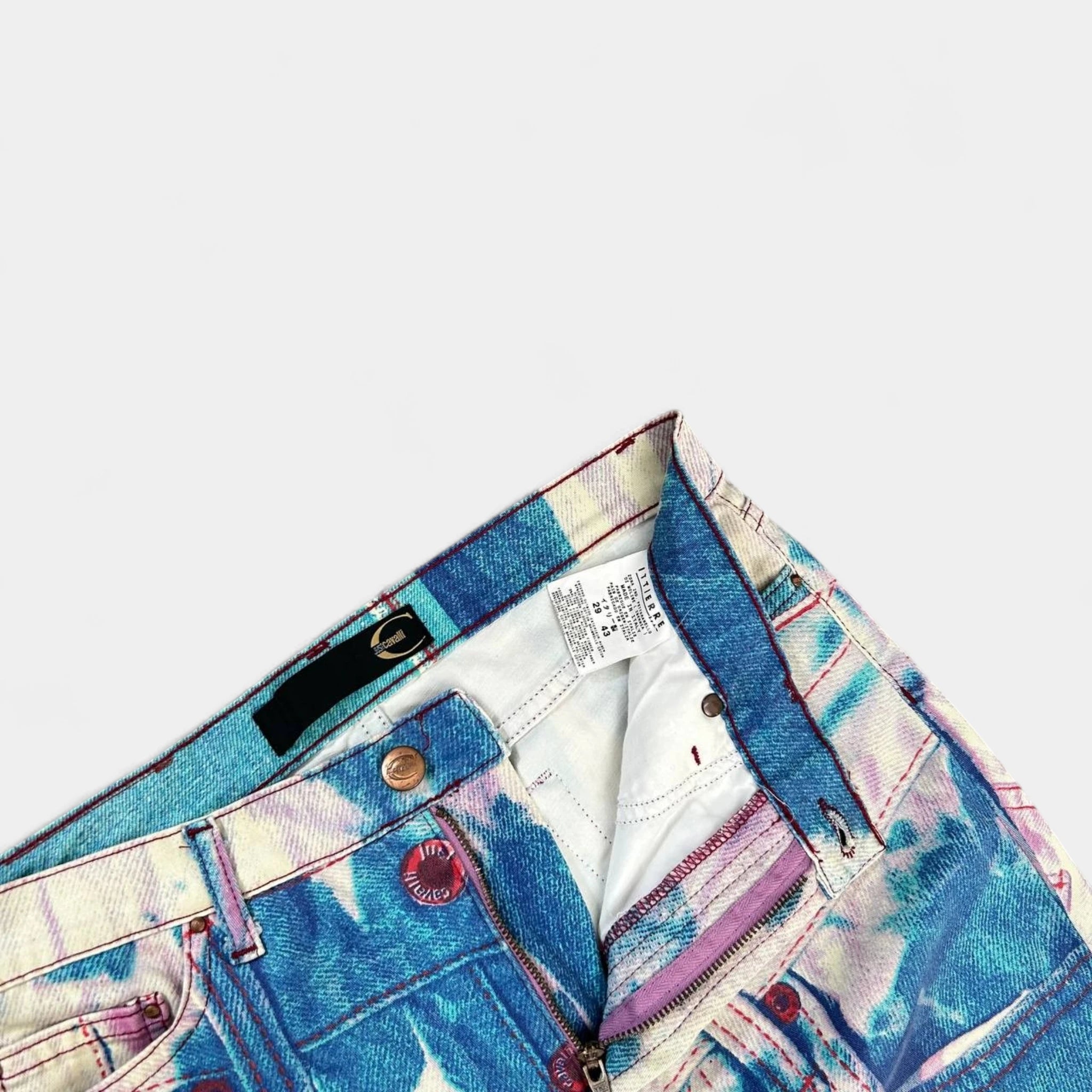 Cavalli 2000's Tie-Dye Printed Denim Pants