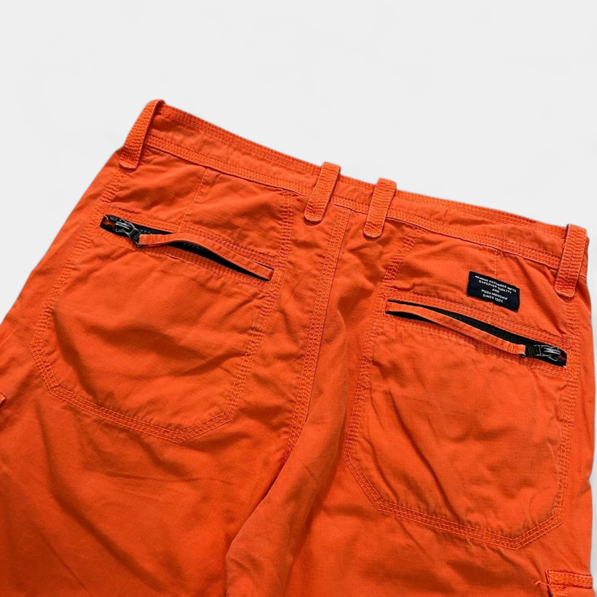 Armani Exchange Orange Utilitarian Cargo Shorts