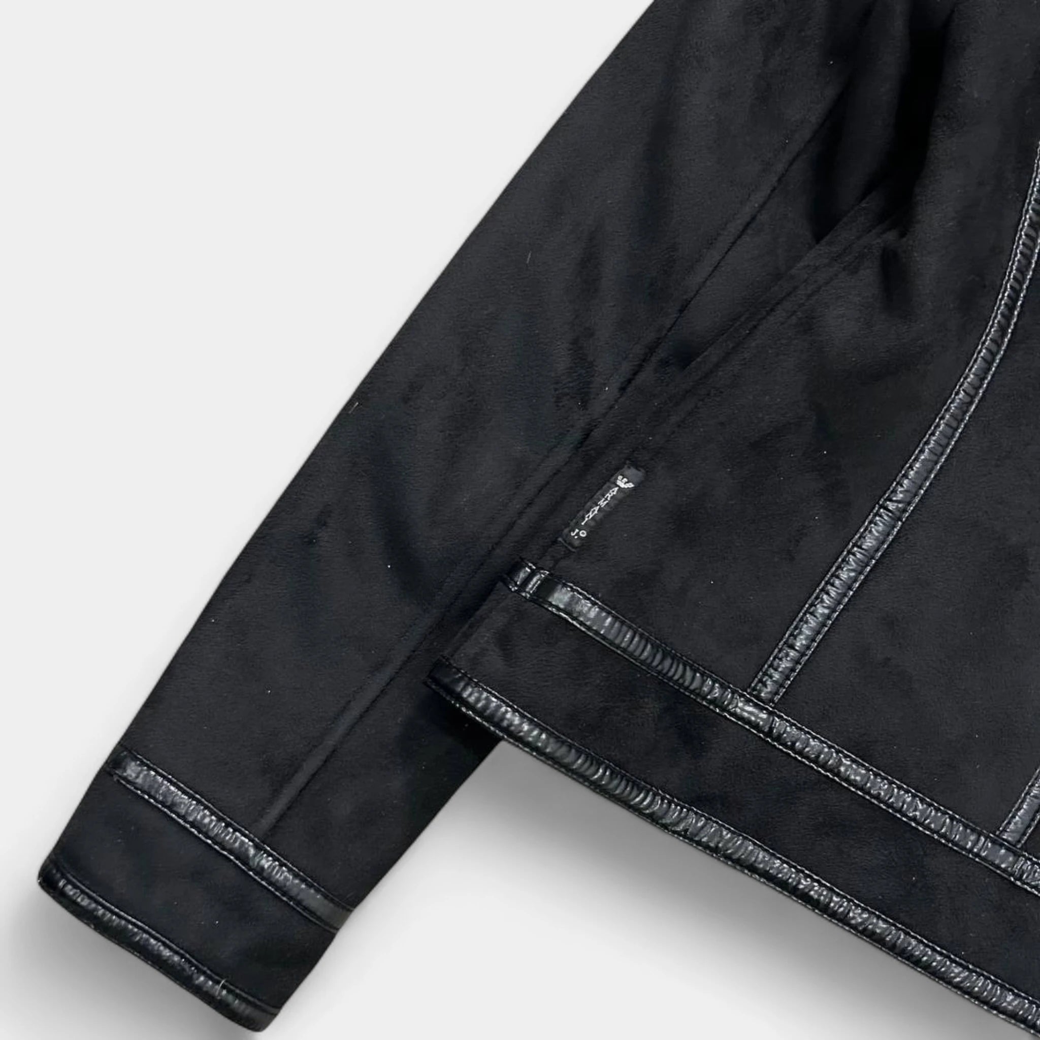 Armani Jeans 2000's Black Faux Suede & Faux Fur Moto Jacket