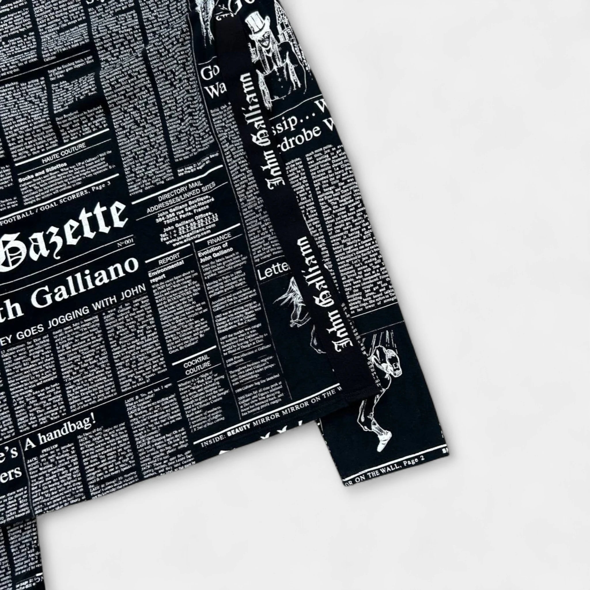 Galliano "Gazette" Newspaper Print V-neck Longsleeve