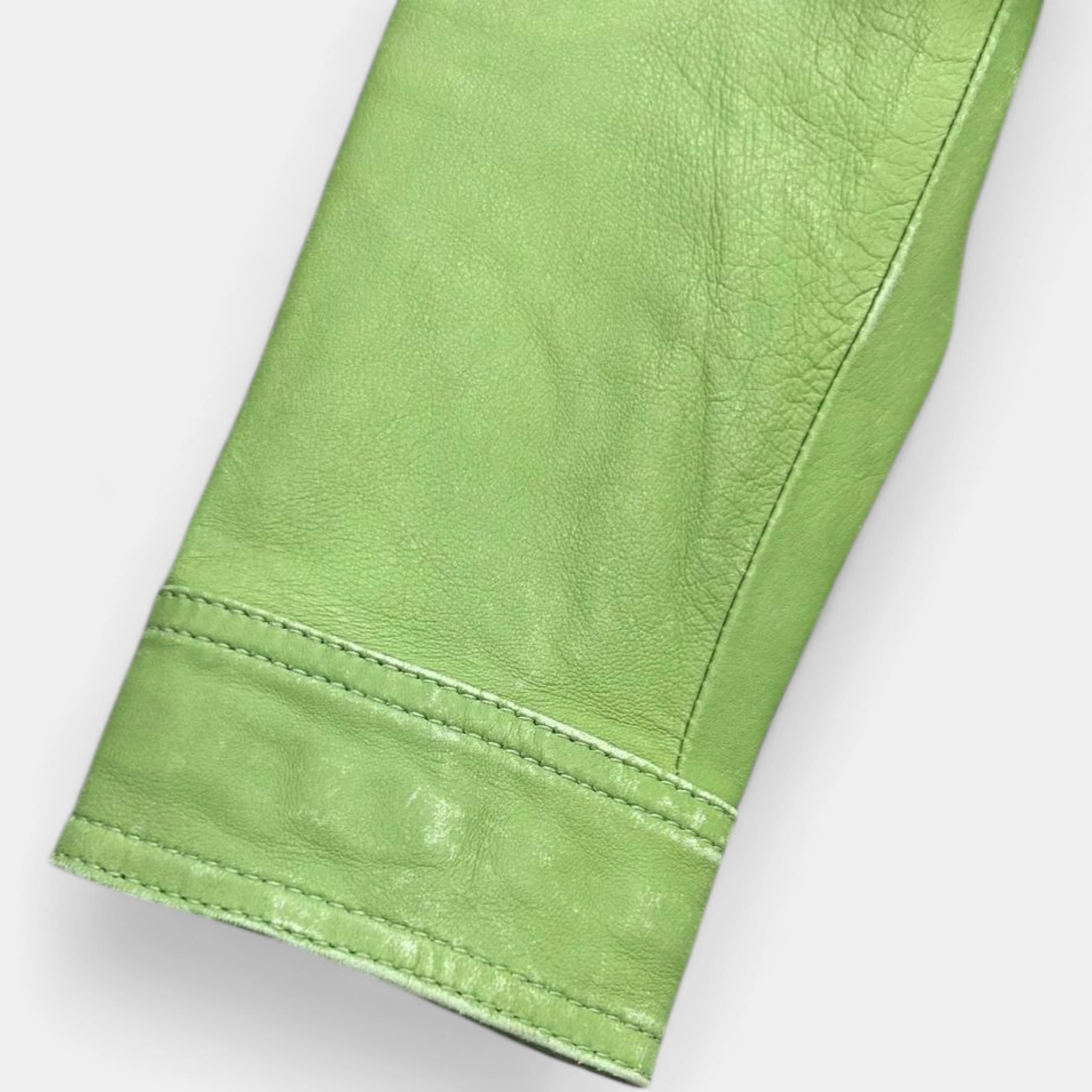 2000's Dolce & Gabbana Matcha Green Leather Jacket