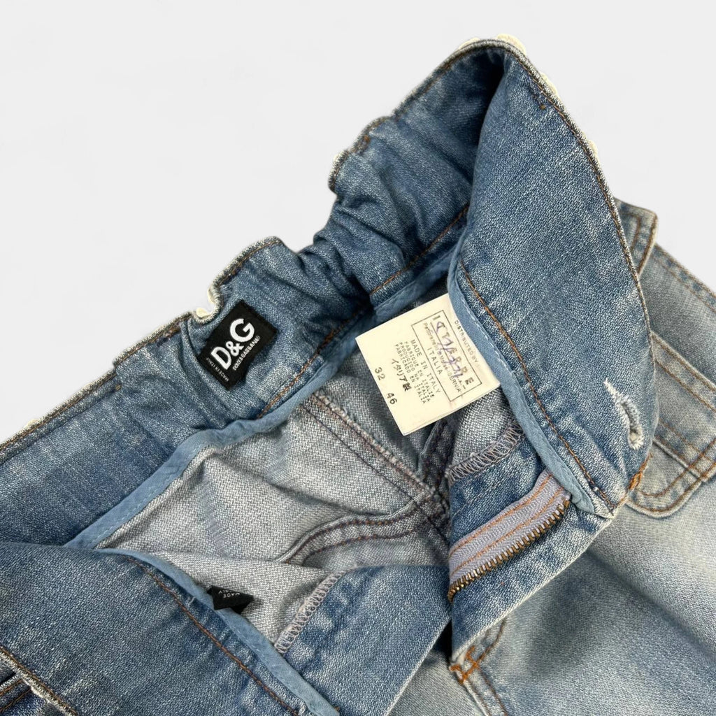 Dolce & Gabbana 2000's Crochet Detail Blue Jeans