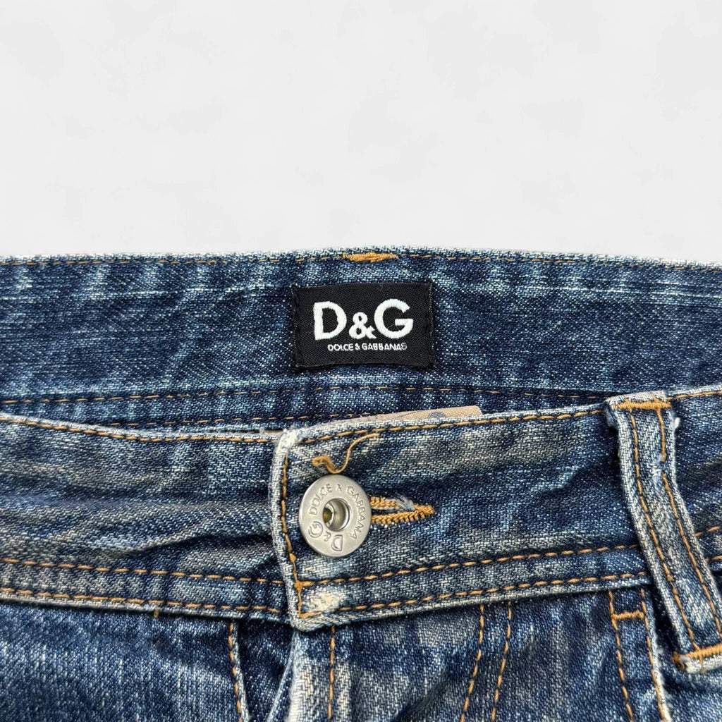 Dolce & Gabbana Distressed Patchwork Mud-Wash Jeans