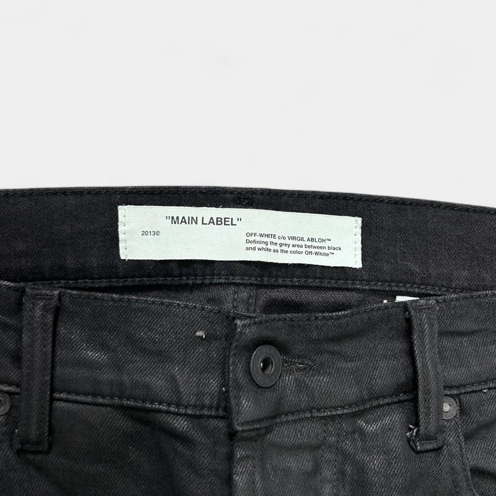 Off-White 2023 Waxed Black Denim Pants