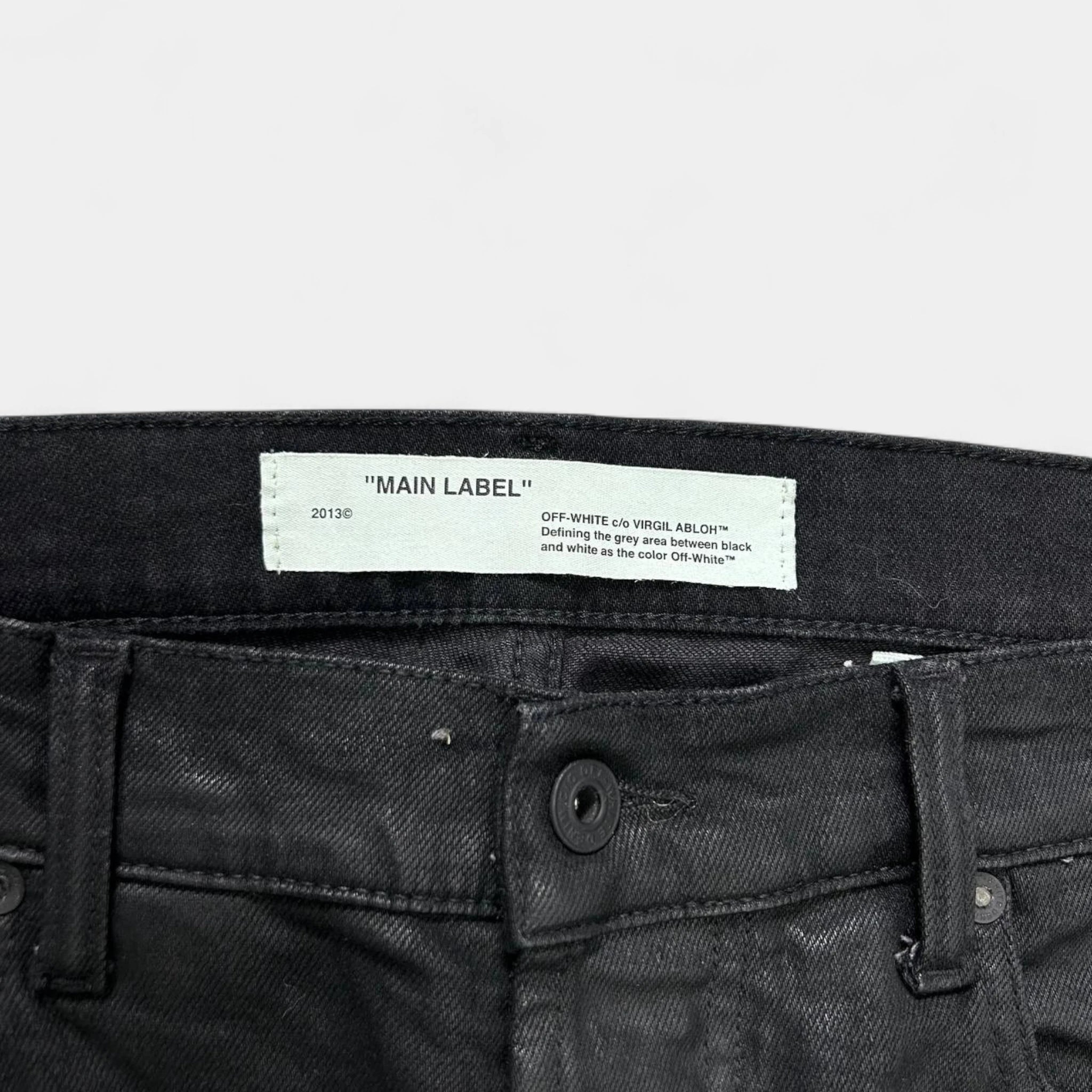 Off-White 2023 Waxed Black Denim Pants
