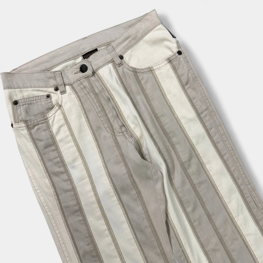 Plein Sud Vintage Striped Patchwork Flare Trousers