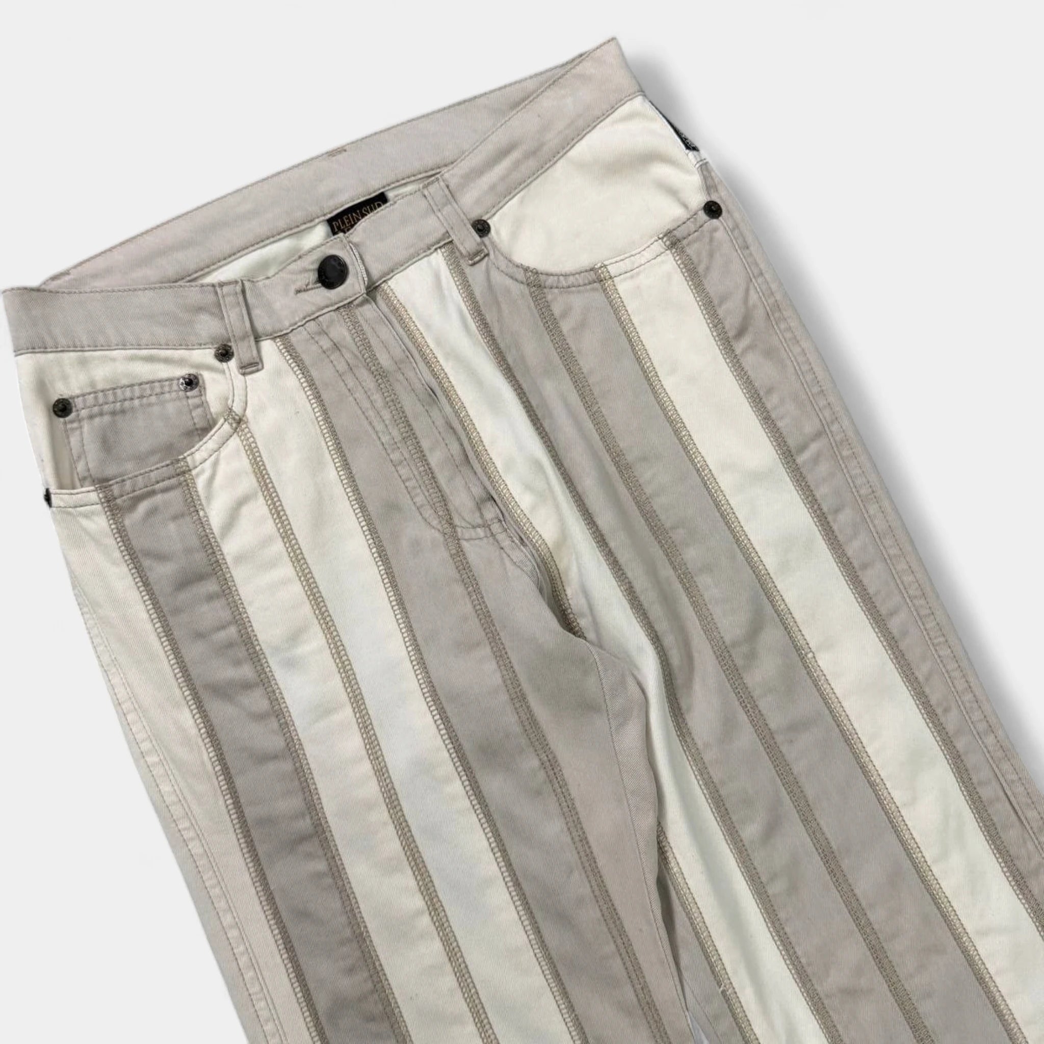 Plein Sud Vintage Striped Patchwork Flare Trousers