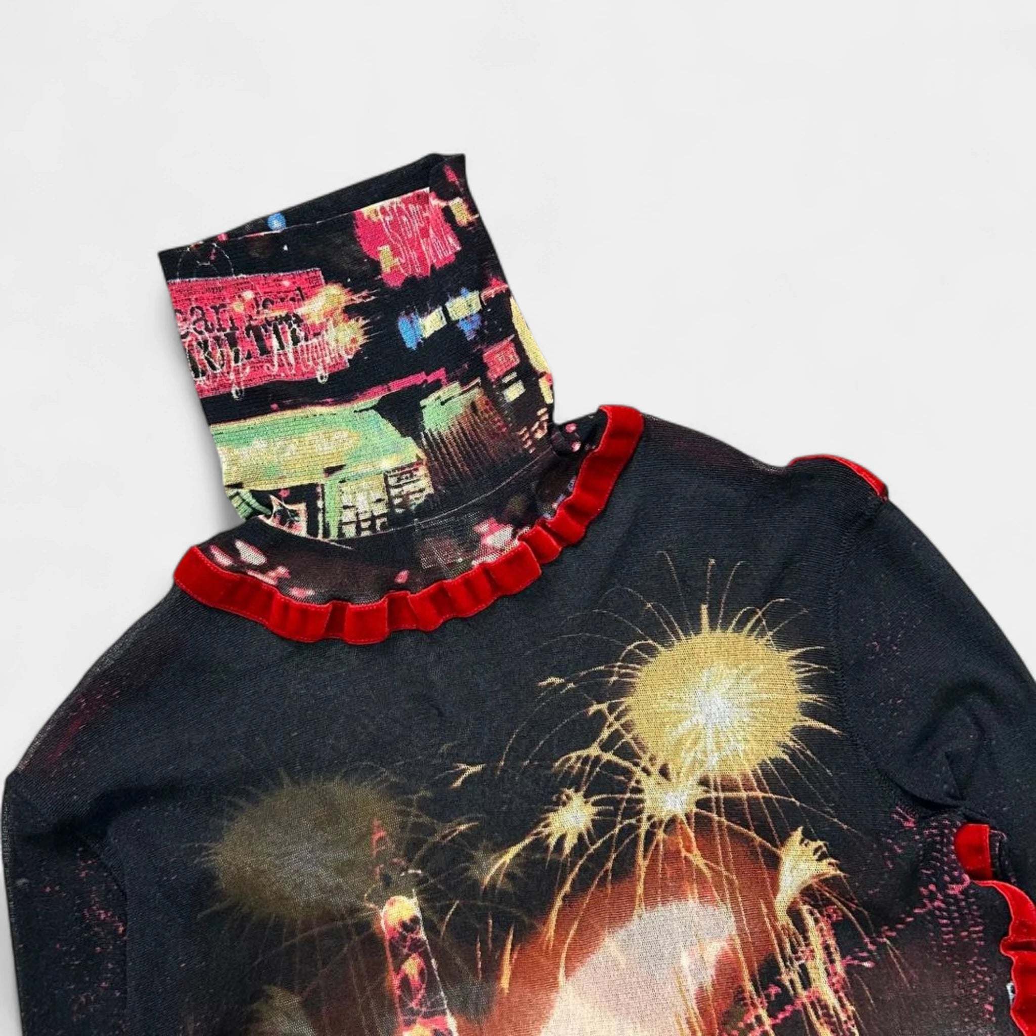 Jean Paul Gaultier "Pigalle" Paris Lights Mesh Graphic Longsleeve