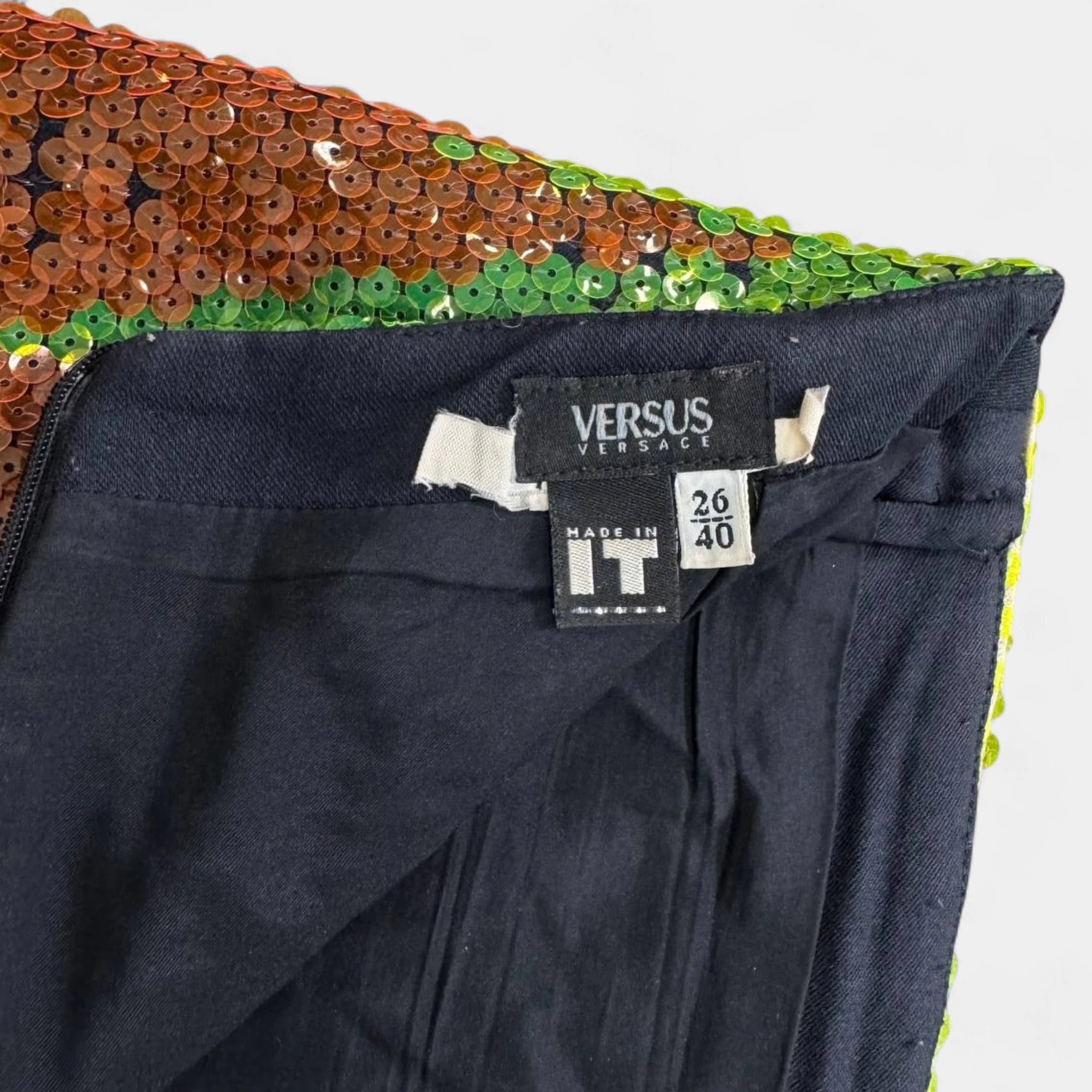 Versace Versus Sequin Face Graphic High-Waisted Skirt