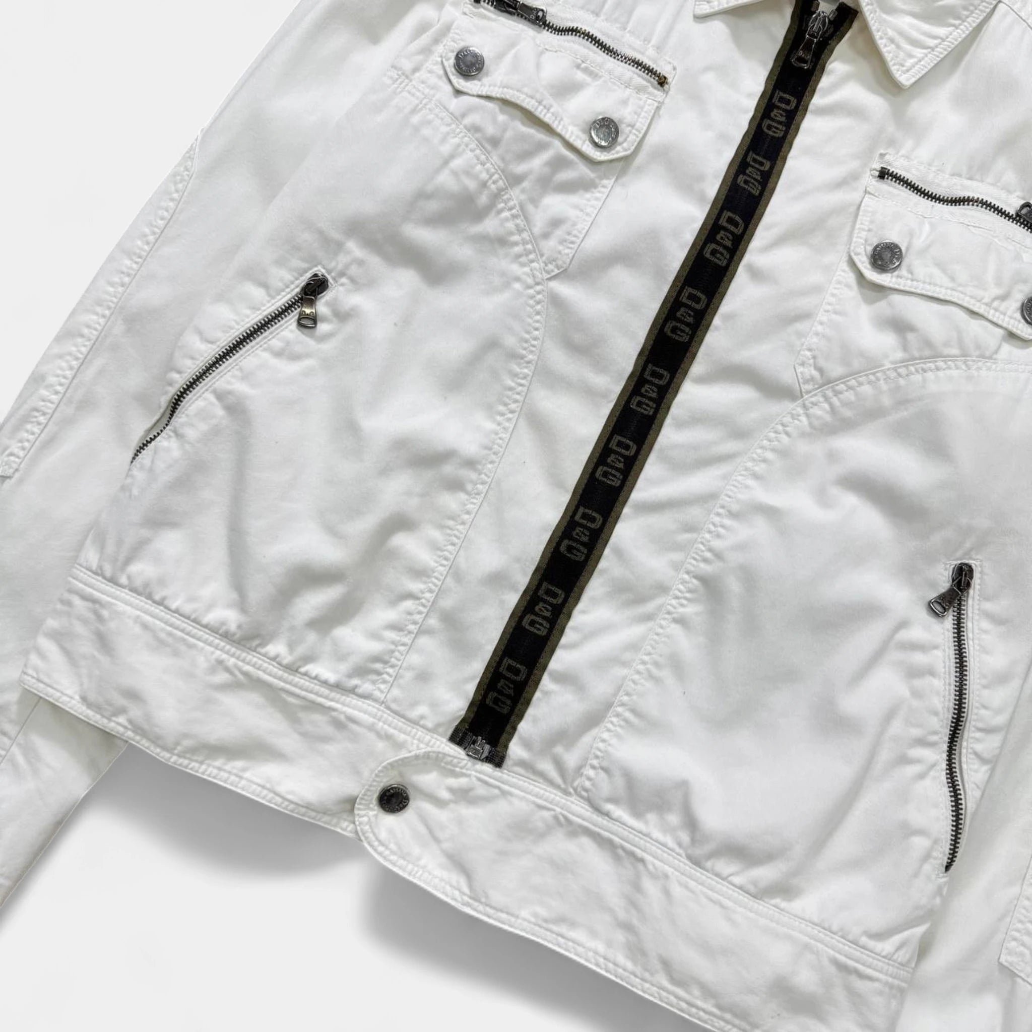 Dolce & Gabbana White Multi-Pocket Aviator Utility Jacket