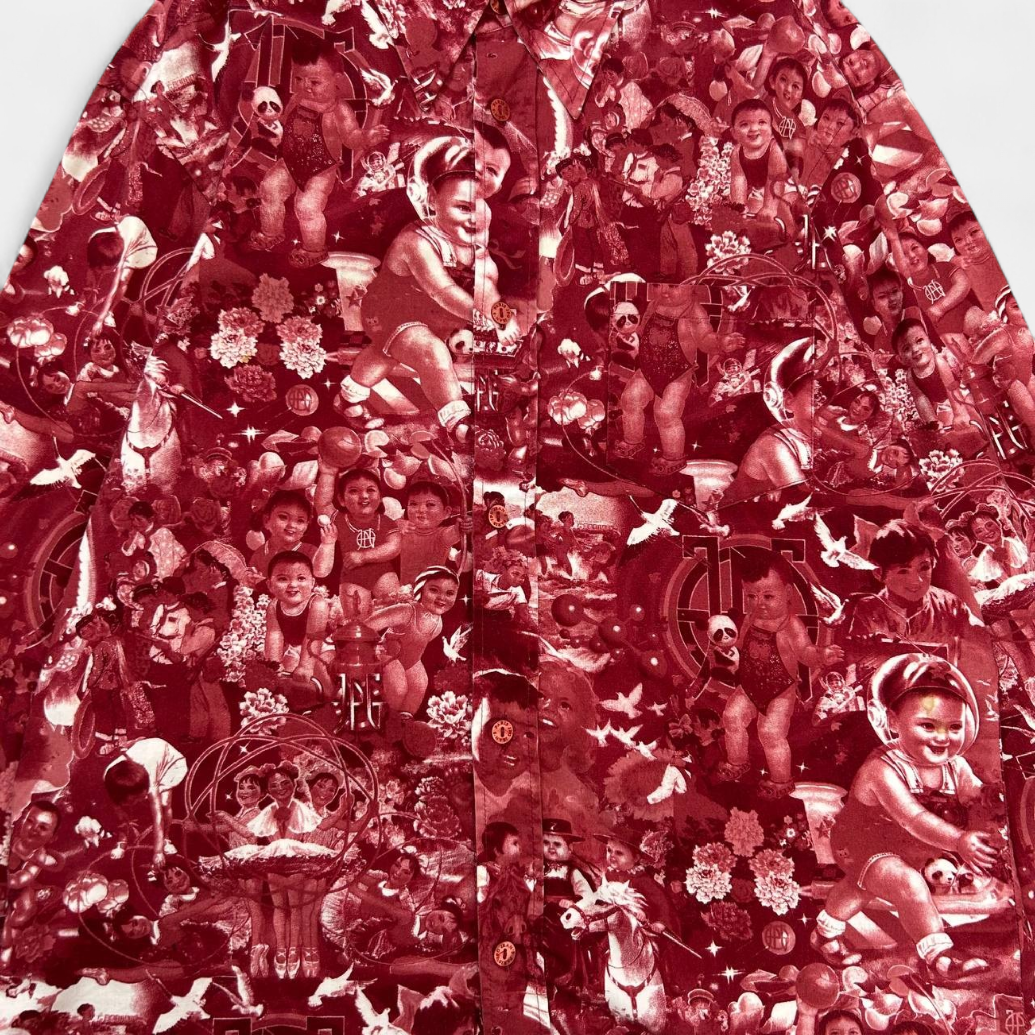 Jean Paul Gaultier 2000s Red Chinese Propaganda Button Shirt