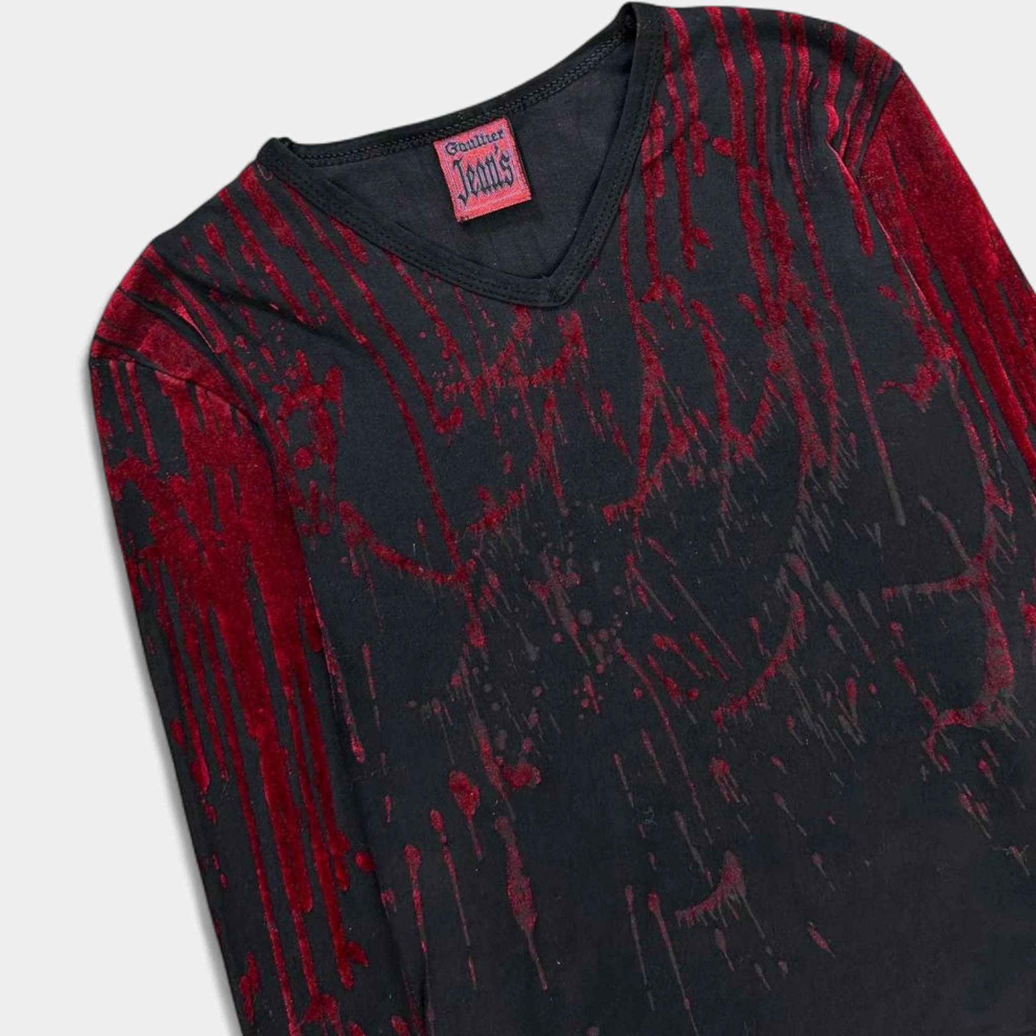 Jean Paul Gaultier 1994 Blood Drip V-Neck Longsleeve