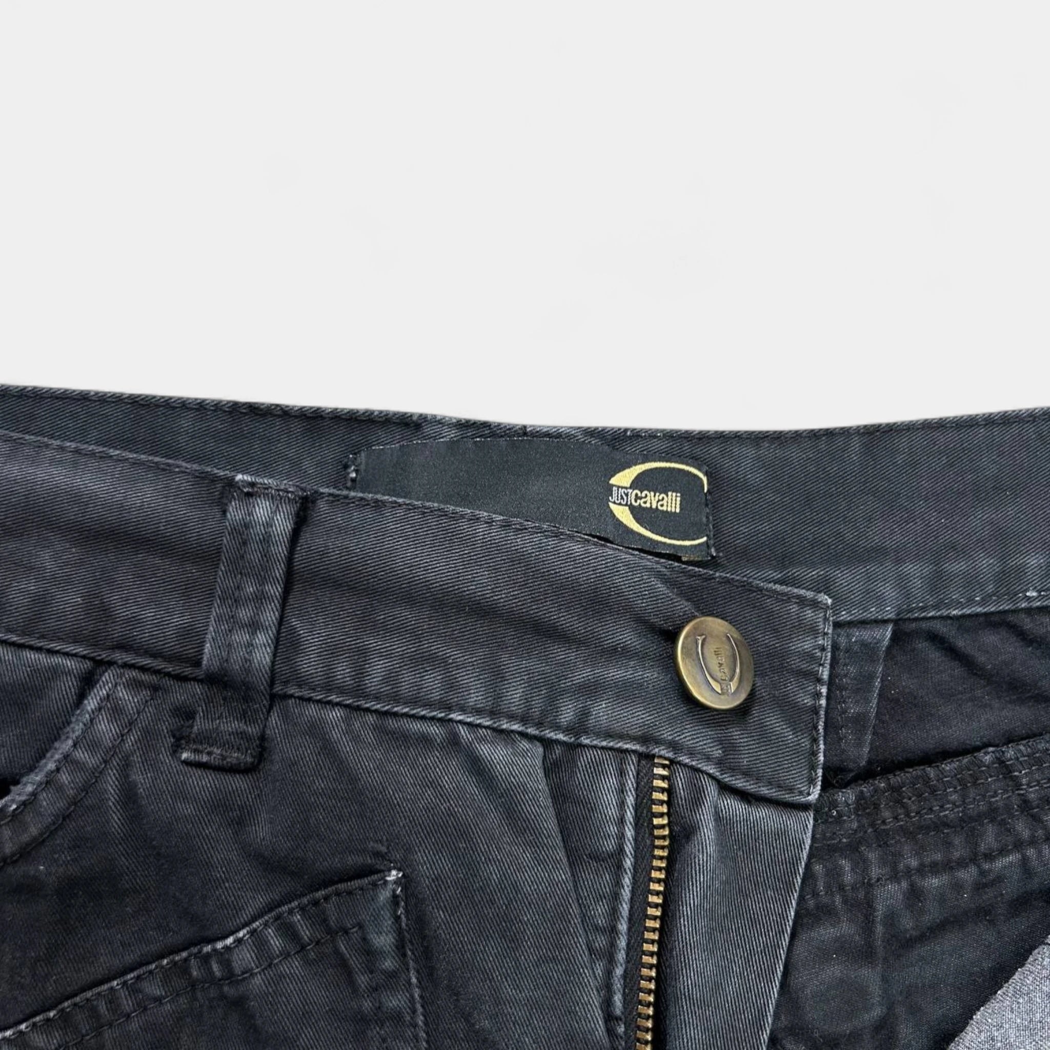 Just Cavalli Gold Zippers Straight Leg Pants