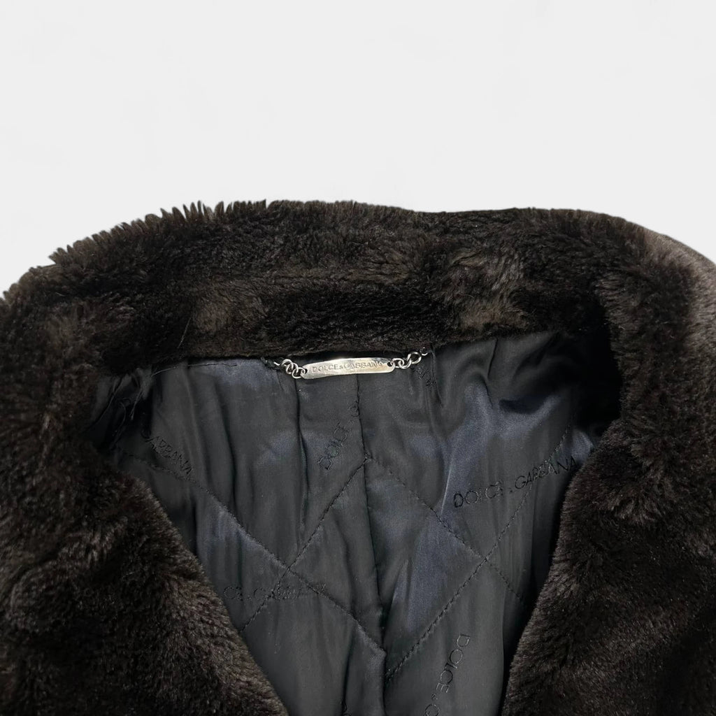 Dolce Gabbana 2000's Vintage Classic Brown Fur Collar Coat