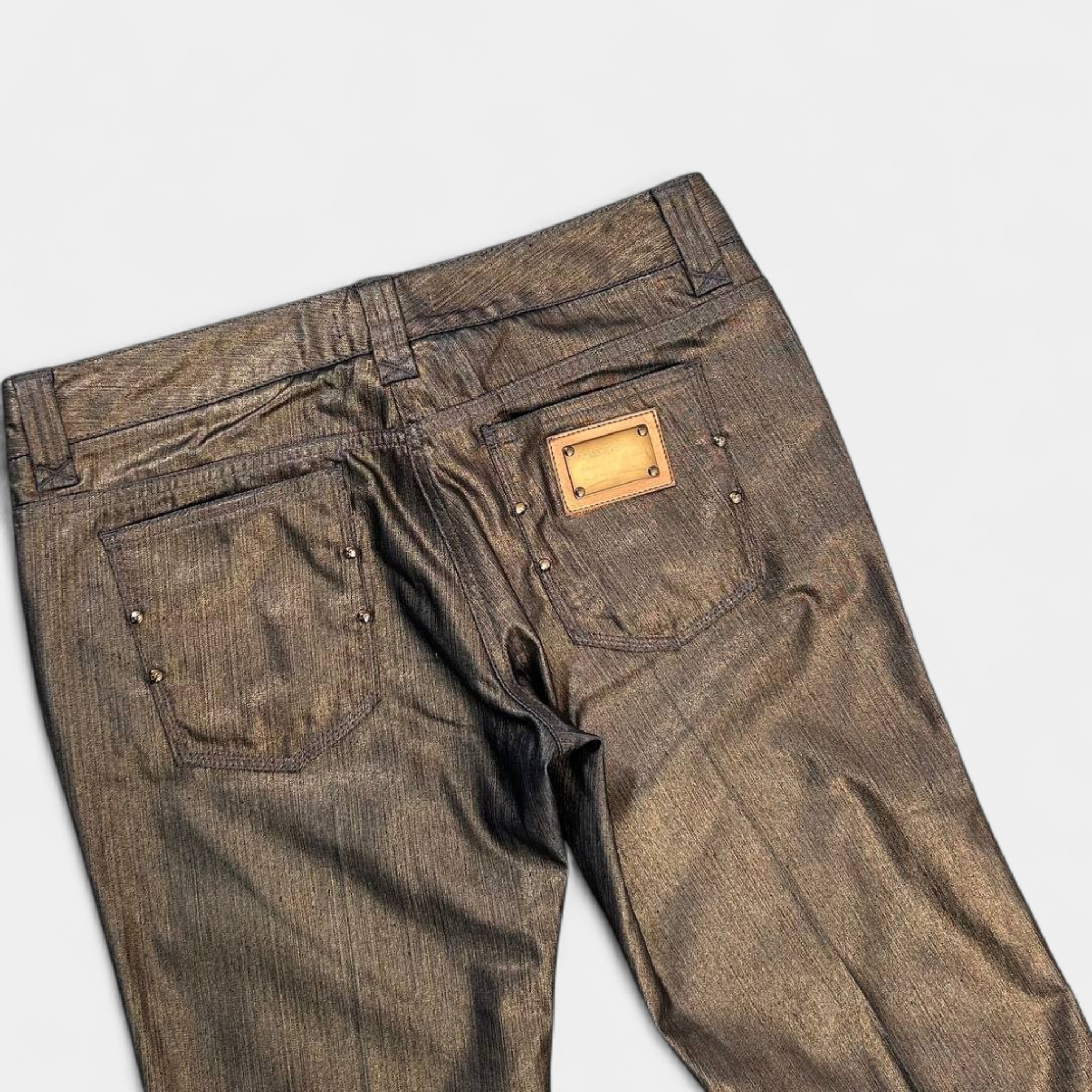Dolce & Gabbana Metallic Gold Straight Leg Pants