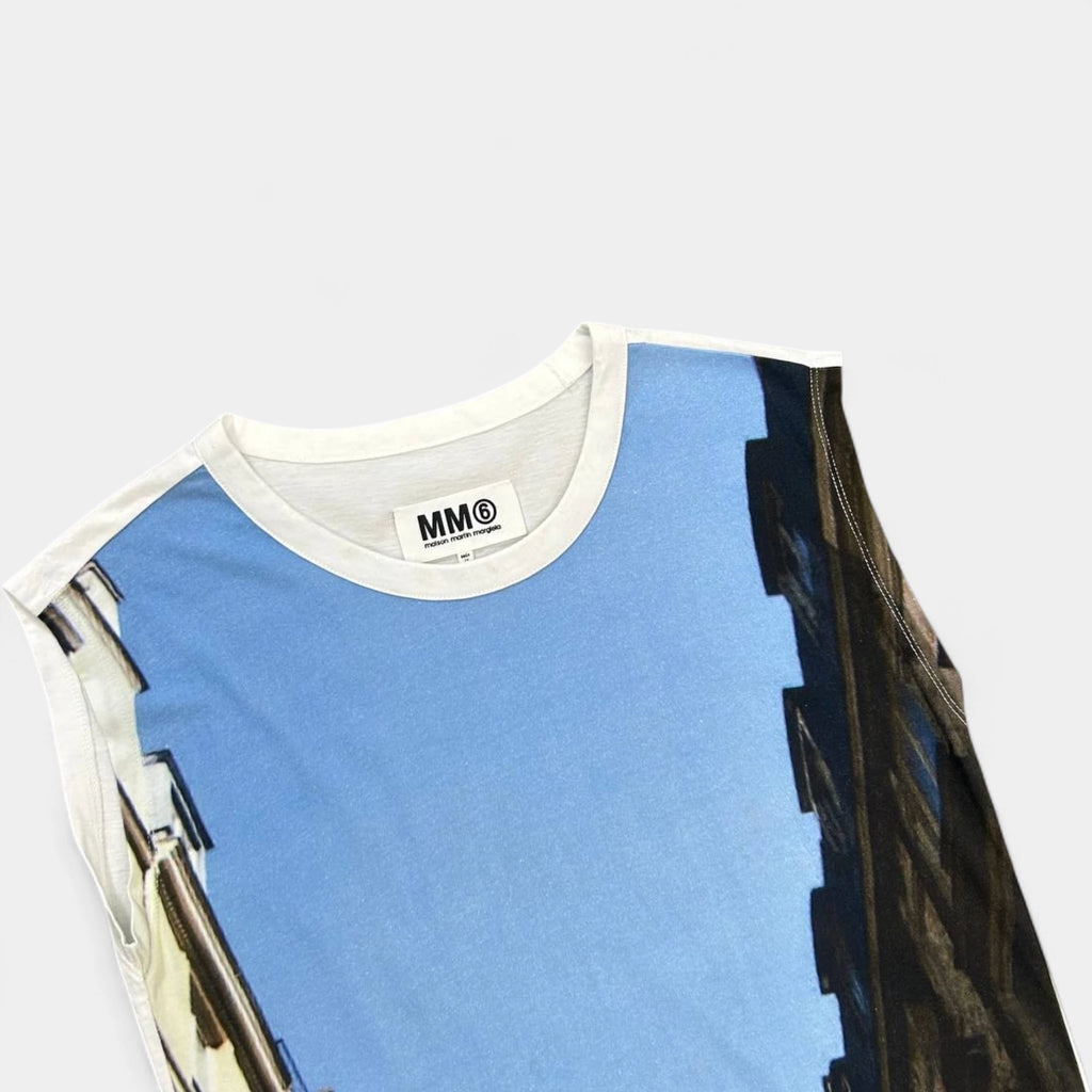 Margiela MM6 Long Sleeveless Paris White T-Shirt