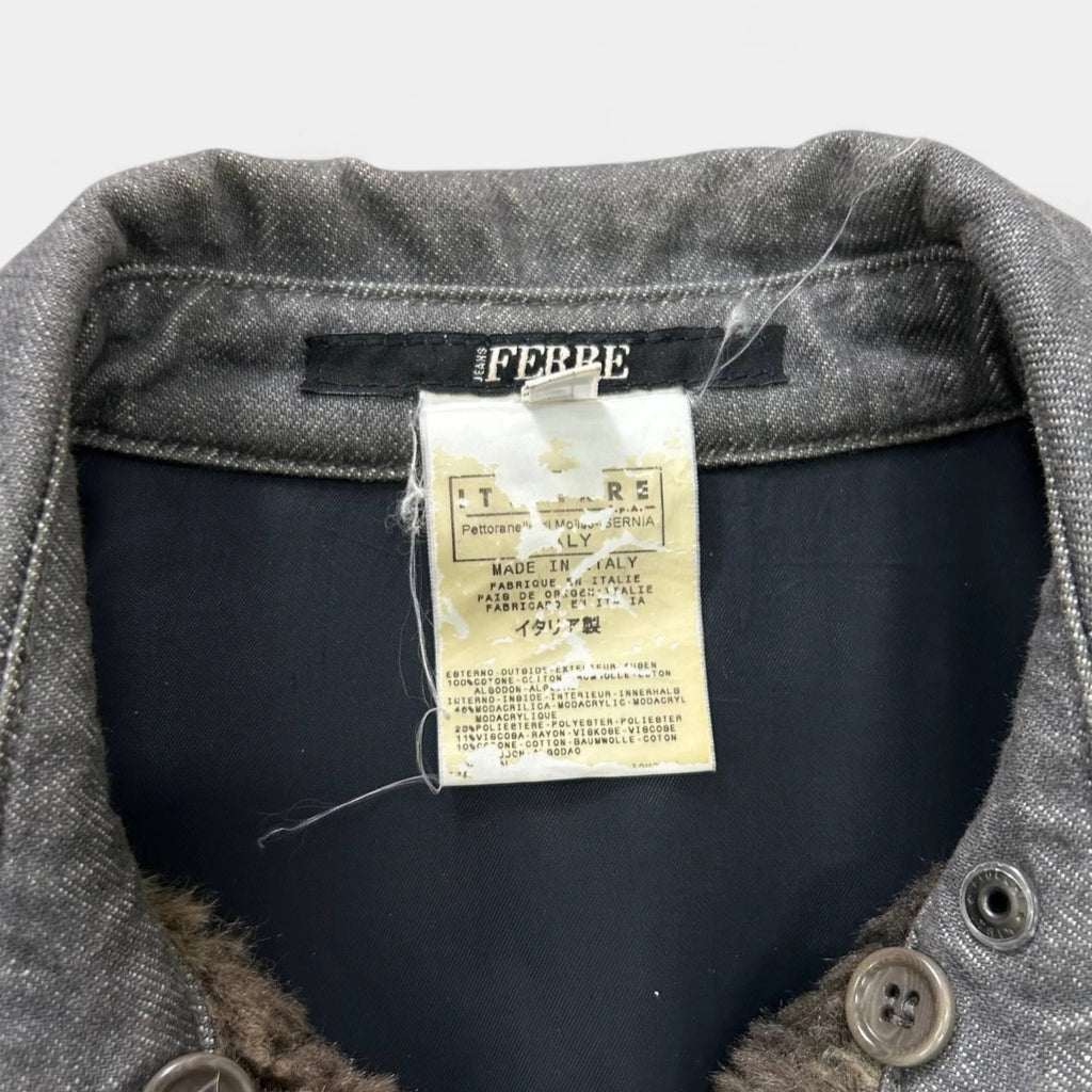 Gianfranco Ferré 2000s Fur Grey Denim Jacket