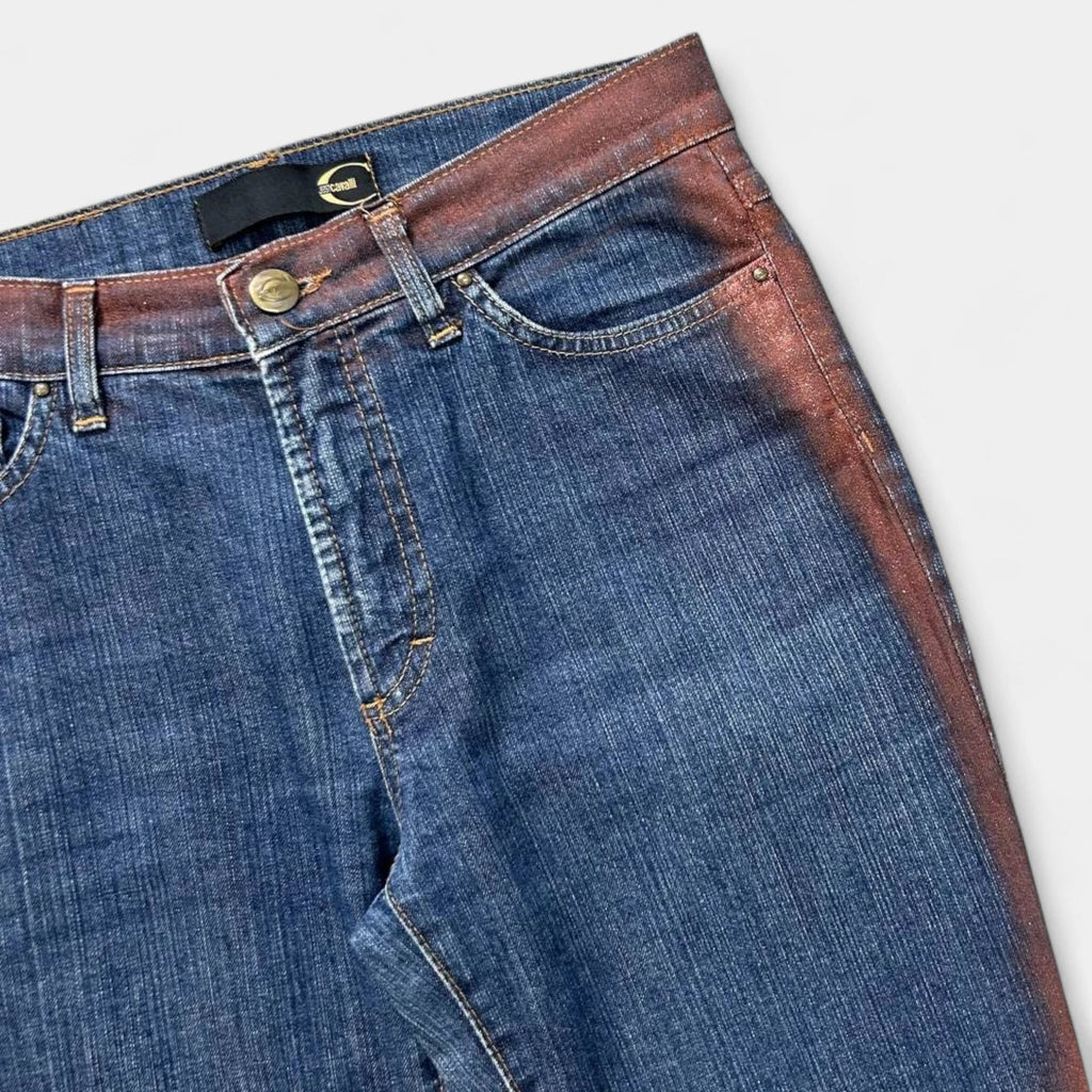 Just Cavalli 2000s Denim Flared "Graffiti" Jeans