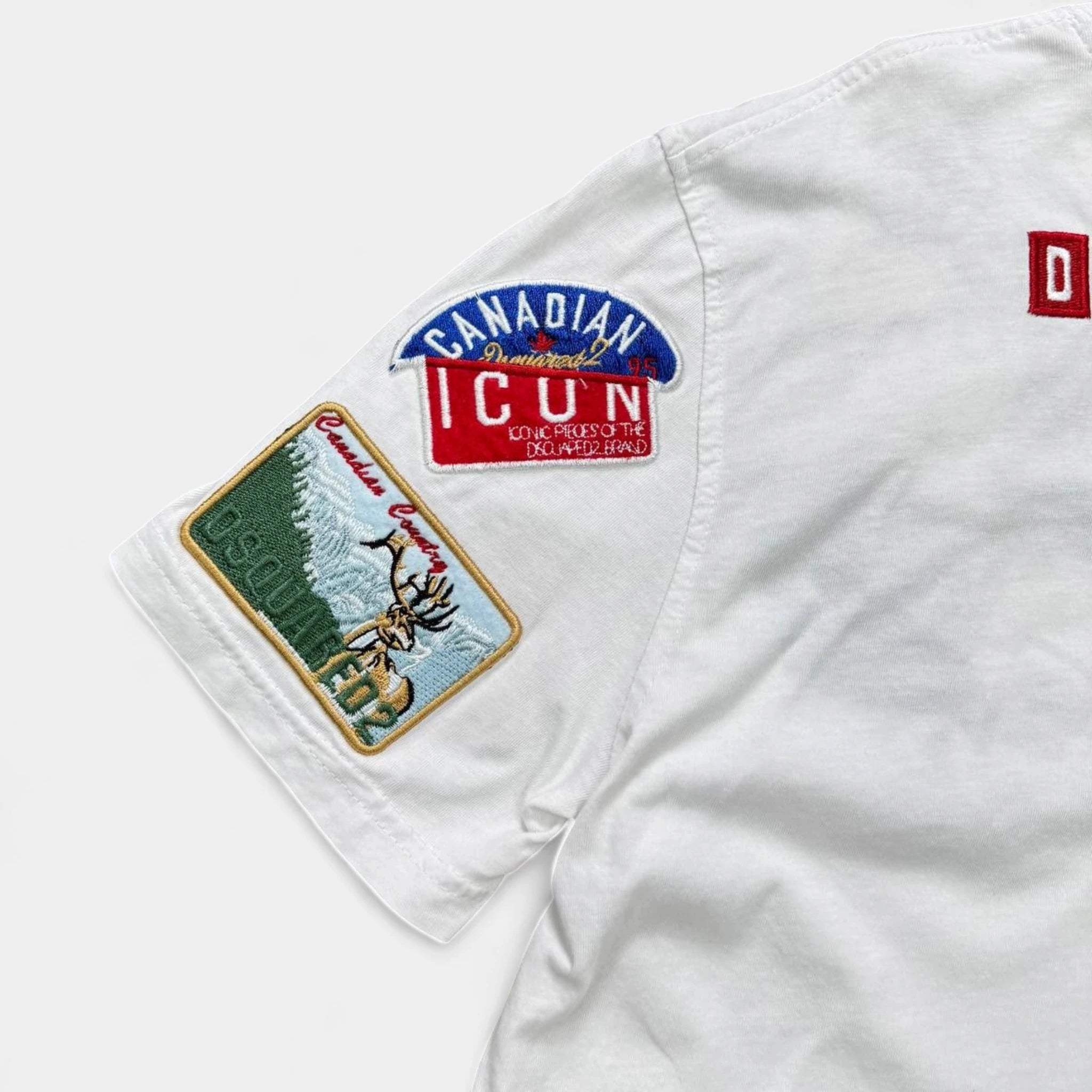 Dsquared2 Canadian Heritage Multi-Patch White Cotton T-Shirt