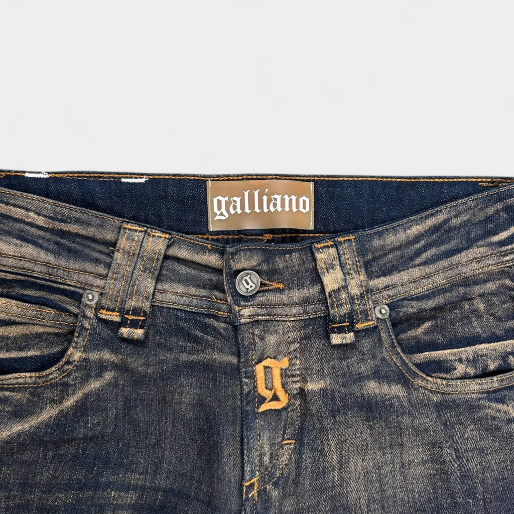 Galliano Gold Metallic Dark Blue Jeans