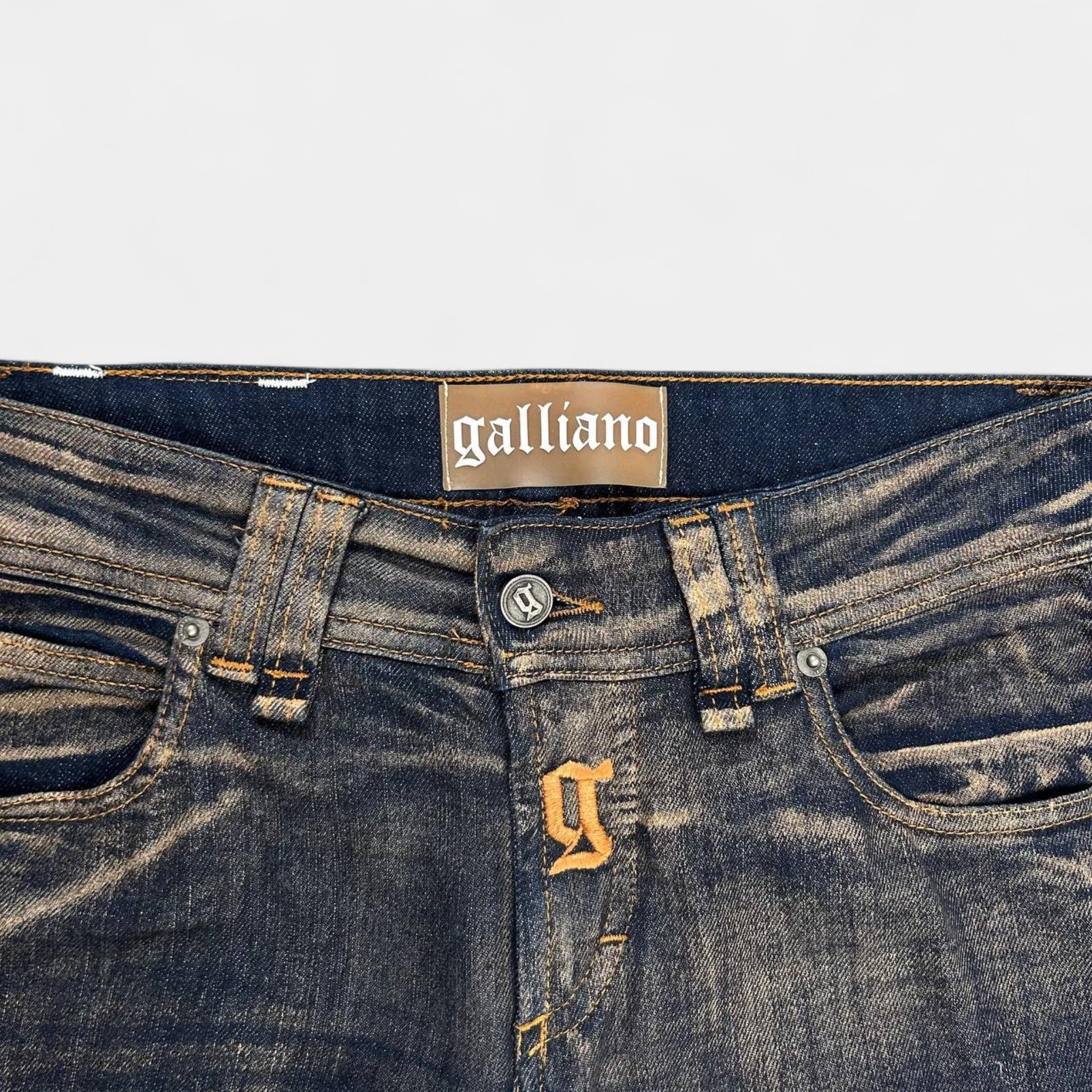 Galliano Gold Metallic Dark Blue Jeans