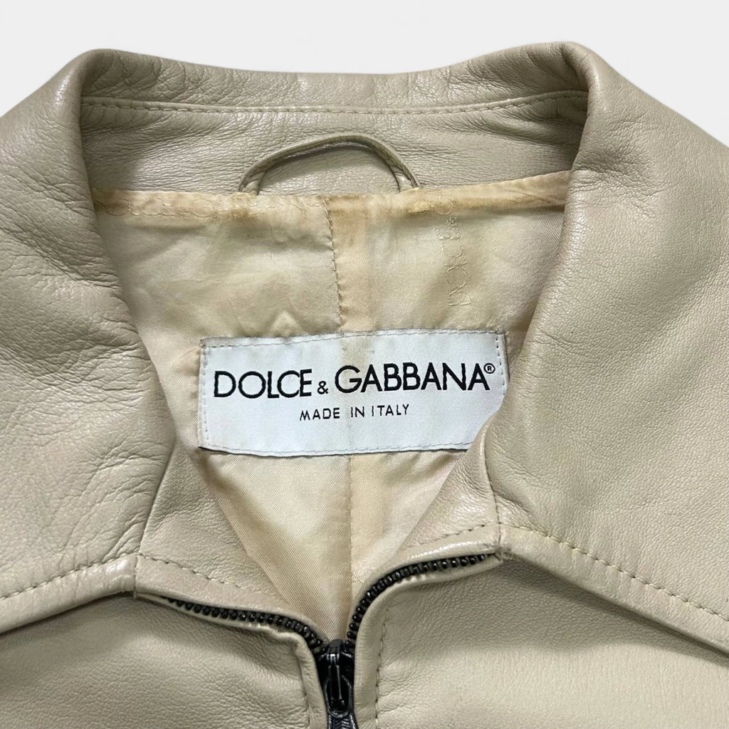 Dolce & Gabbana 1990s Beige Camel Leather Jacket