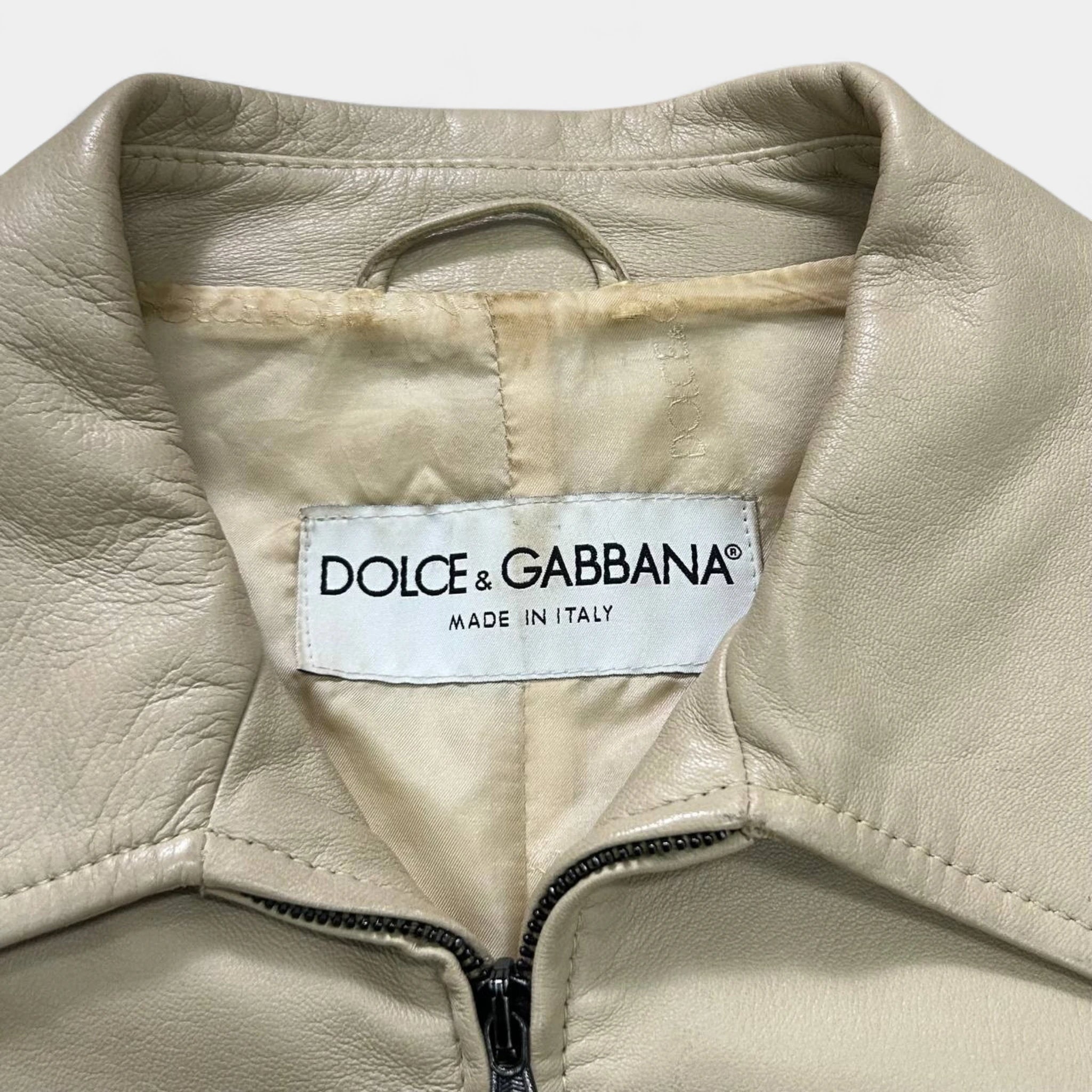 Dolce & Gabbana 1990s Beige Camel Leather Jacket