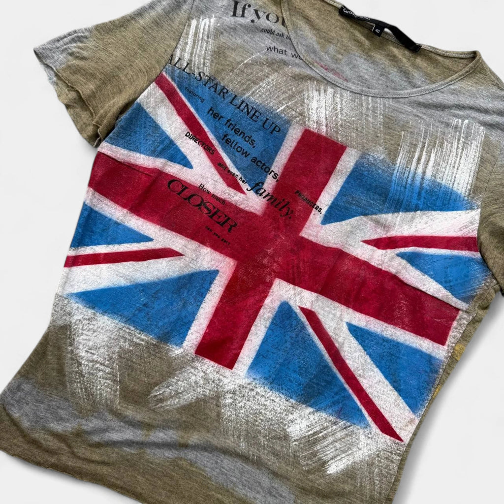Gaetano Navarra Vintage Punk Union Jack Graphic T-Shirt